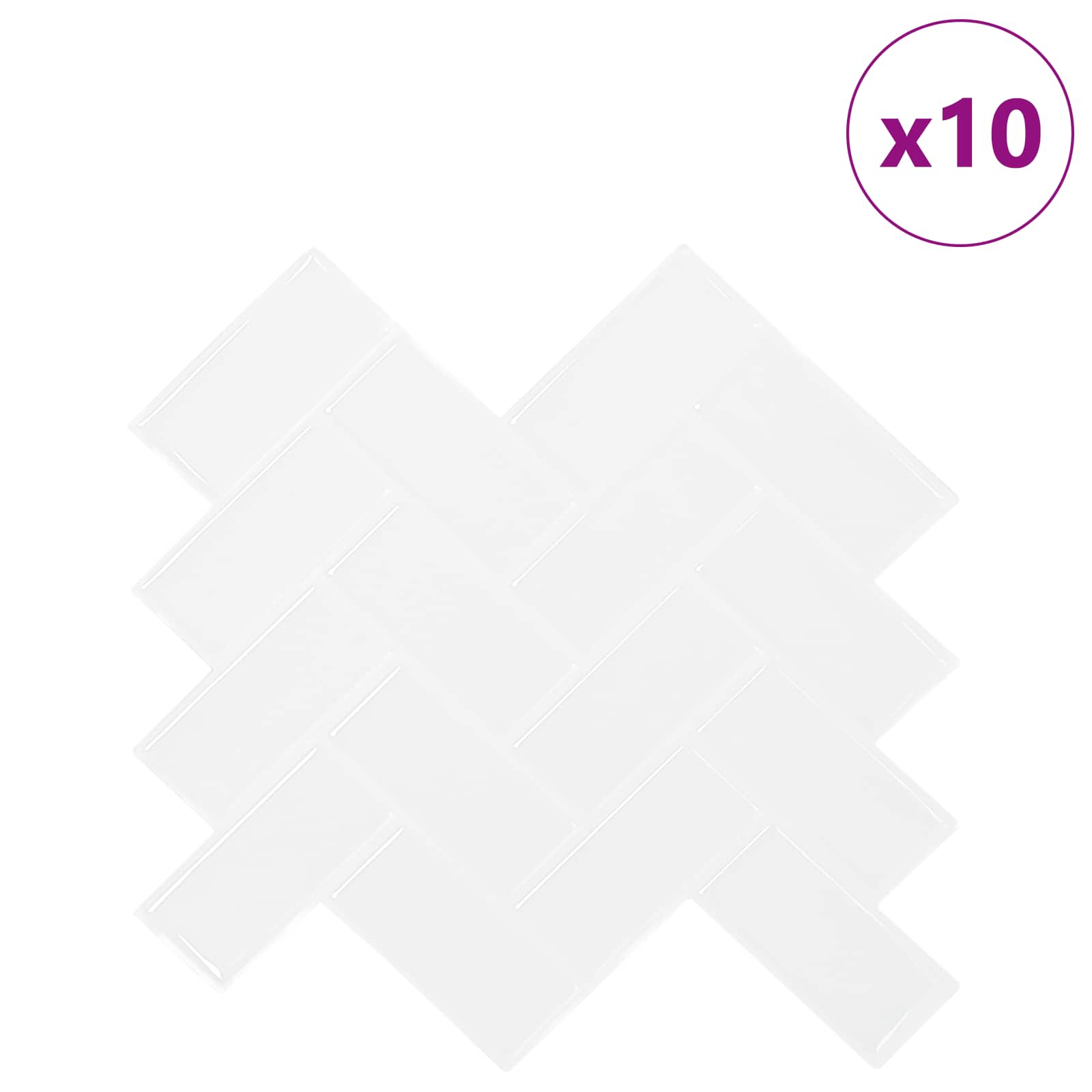 Pločica riblja kost 10 pcs Bijela 30 x 30 cm Poliuretan i PET