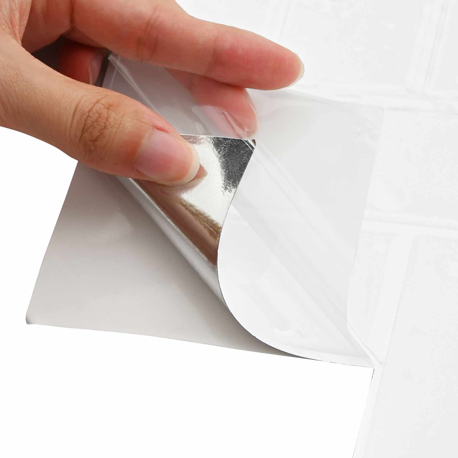 Pločica riblja kost 50 pcs Bijela 30 x 30 cm Poliuretan i PET