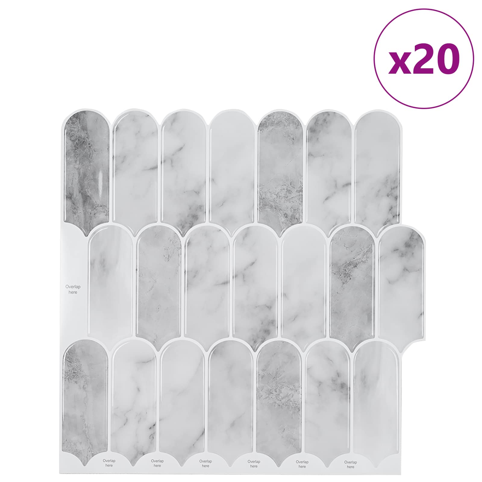 Pernata pločica 20 pcs Sivi mramor 30 x 30 cm Poliuretan i PET