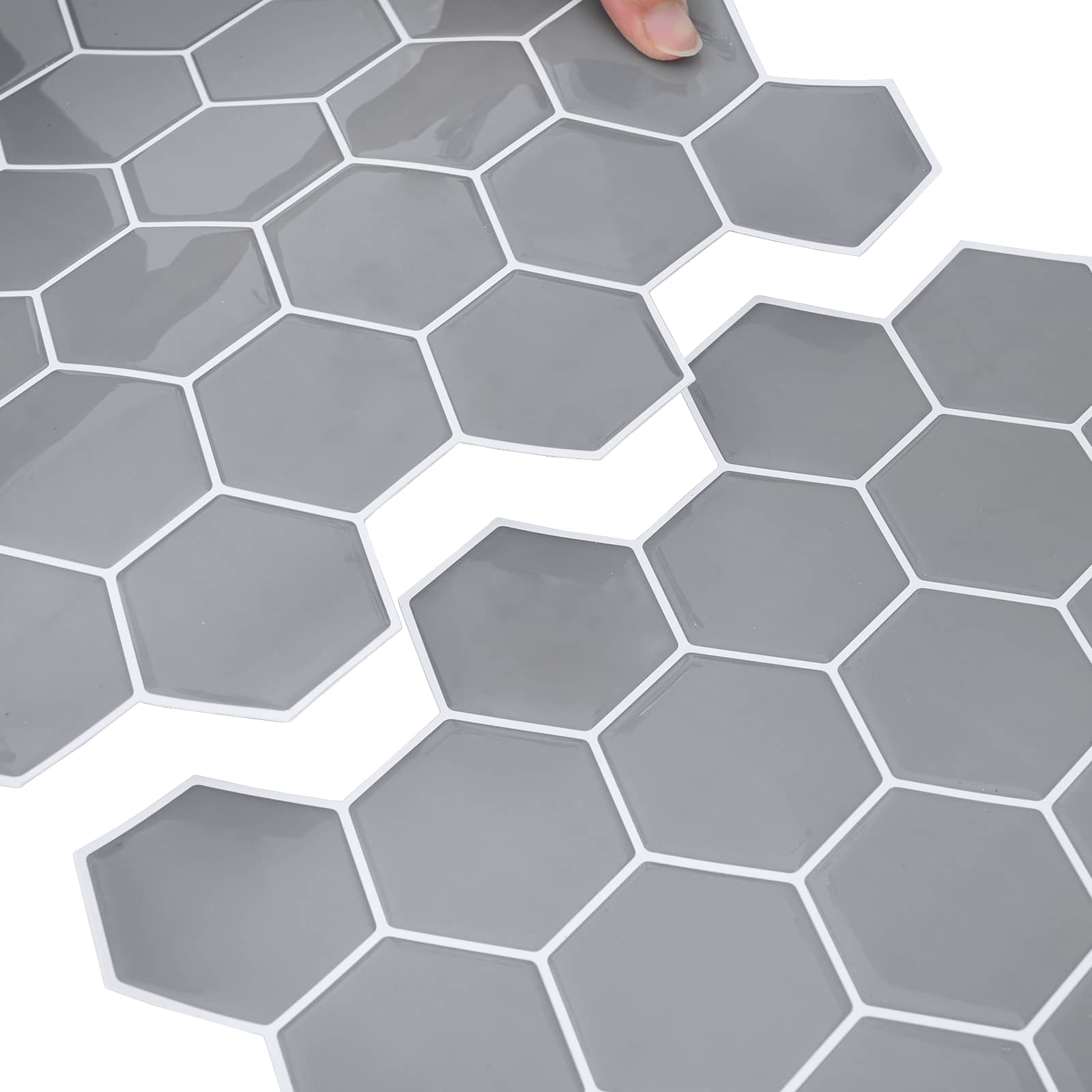 Heksagonska pločica 10 pcs Siva 30 x 30 cm Poliuretan i PET