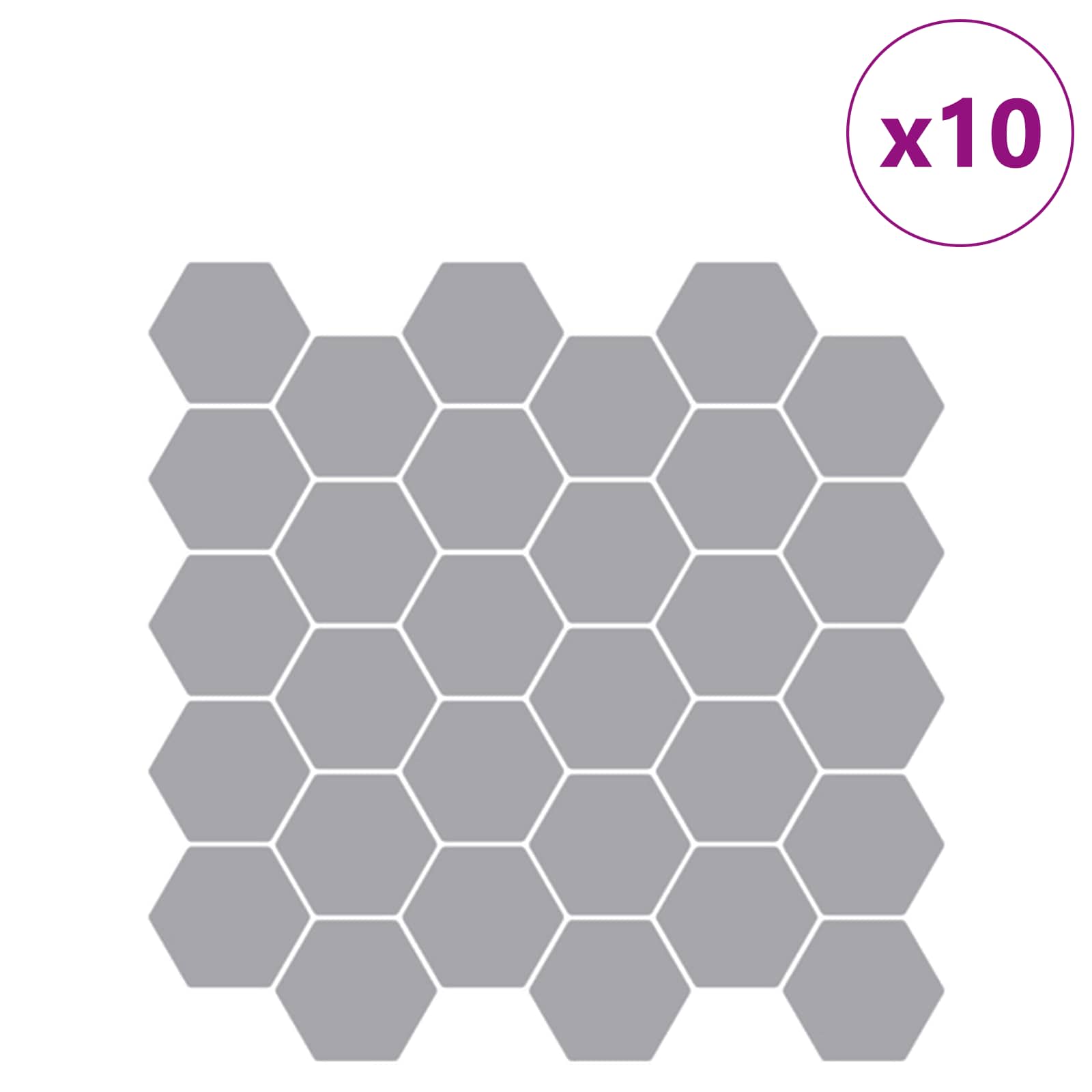 Heksagonska pločica 10 pcs Siva 30 x 30 cm Poliuretan i PET