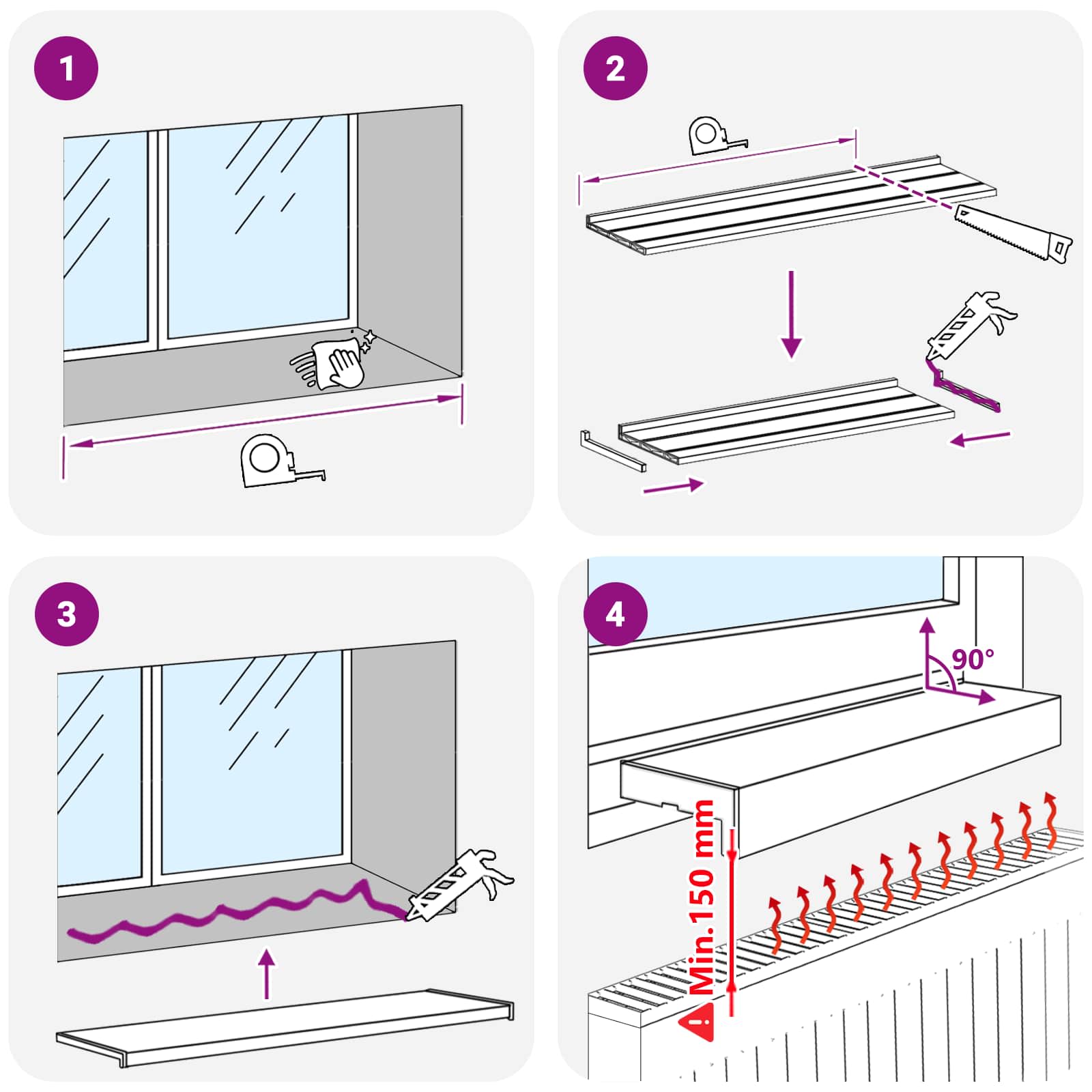 Prozorska klupčica Bijela 140 x 10 x 4,5 cm PVC