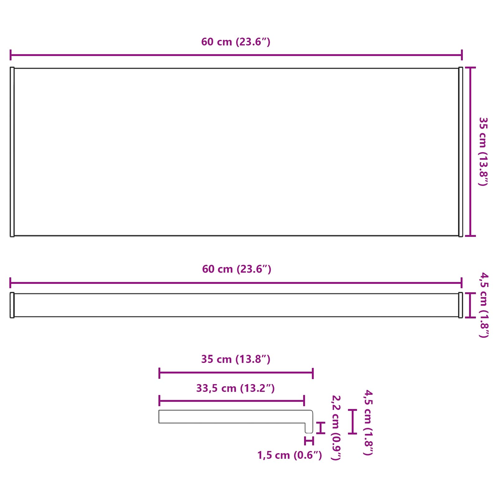 Prozorska klupčica Bijela 60 x 35 x 4,5 cm PVC