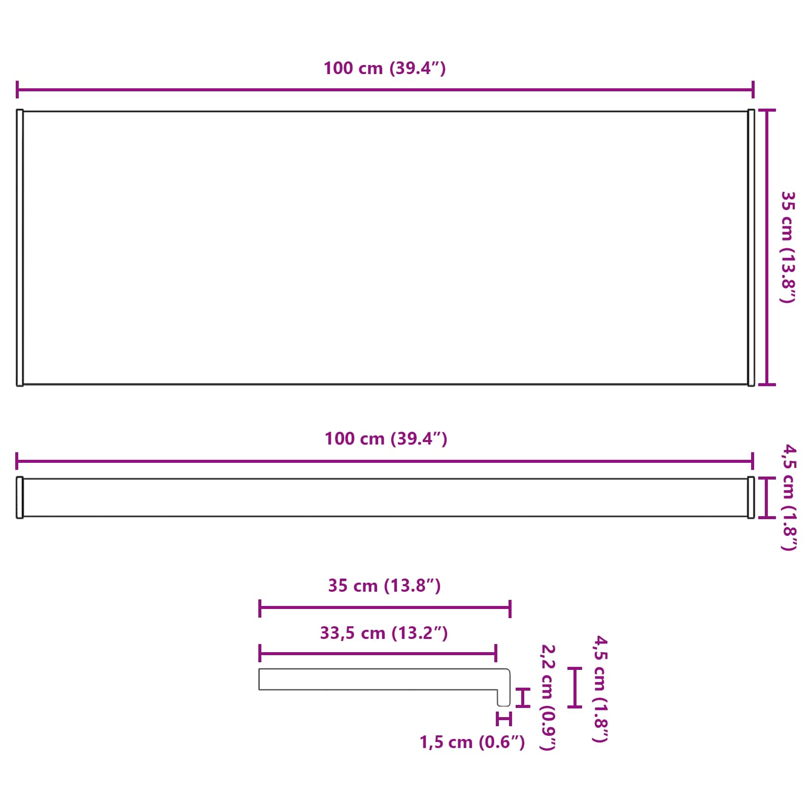 Prozorska klupčica Crno s drvenim uzorkom 100 x 35 x 4,5 cm PVC