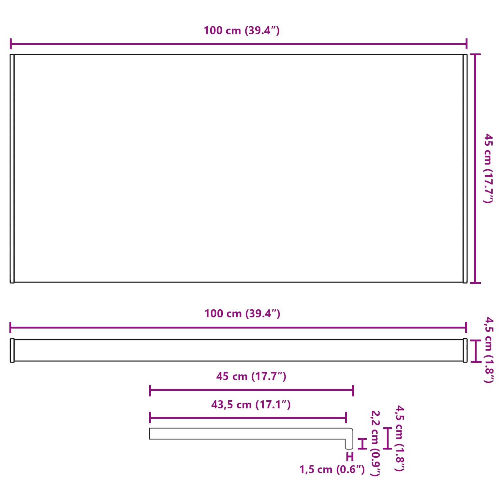 Prozorska klupčica Crno s drvenim uzorkom 100 x 45 x 4,5 cm PVC