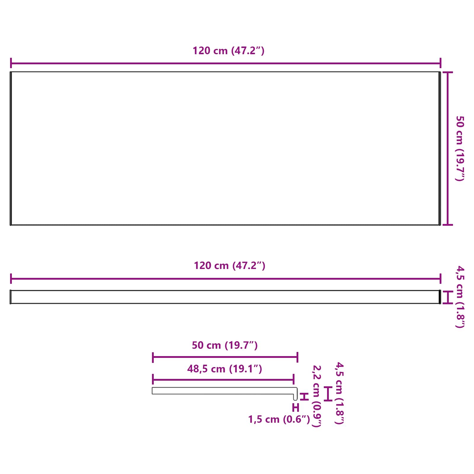 Prozorska klupčica Crno s drvenim uzorkom 120 x 50 x 4,5 cm PVC