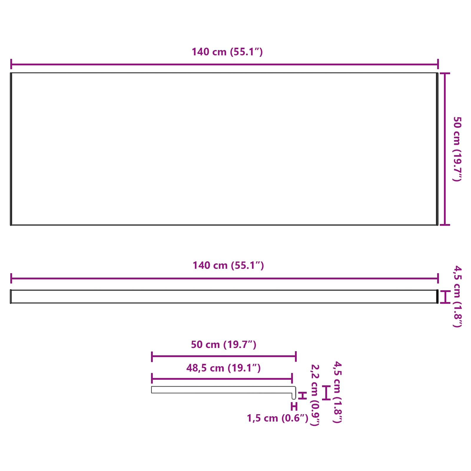 Prozorska klupčica Crno s drvenim uzorkom 140 x 50 x 4,5 cm PVC
