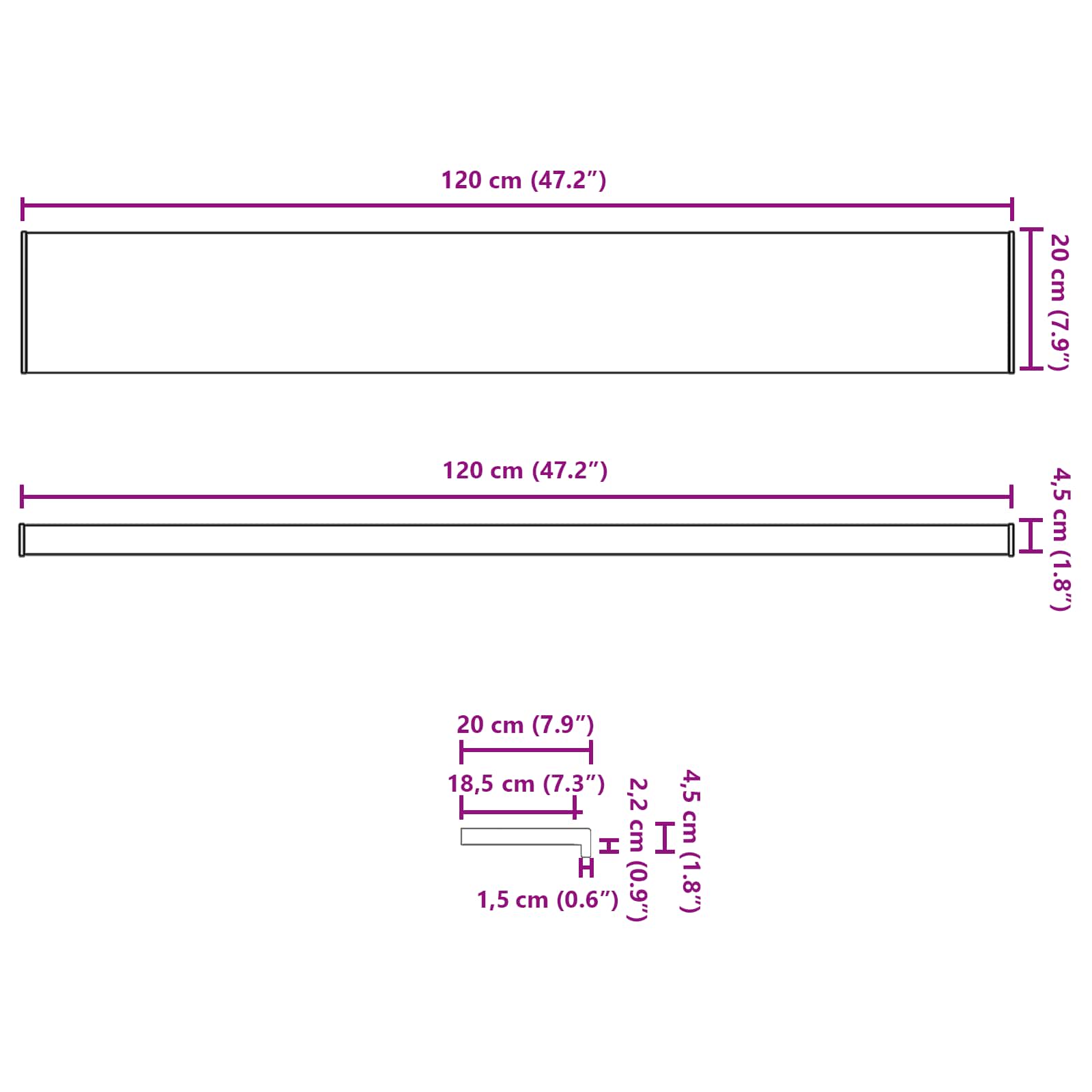 Prozorska klupčica Smeđe drvo 120 x 20 x 4,5 cm PVC