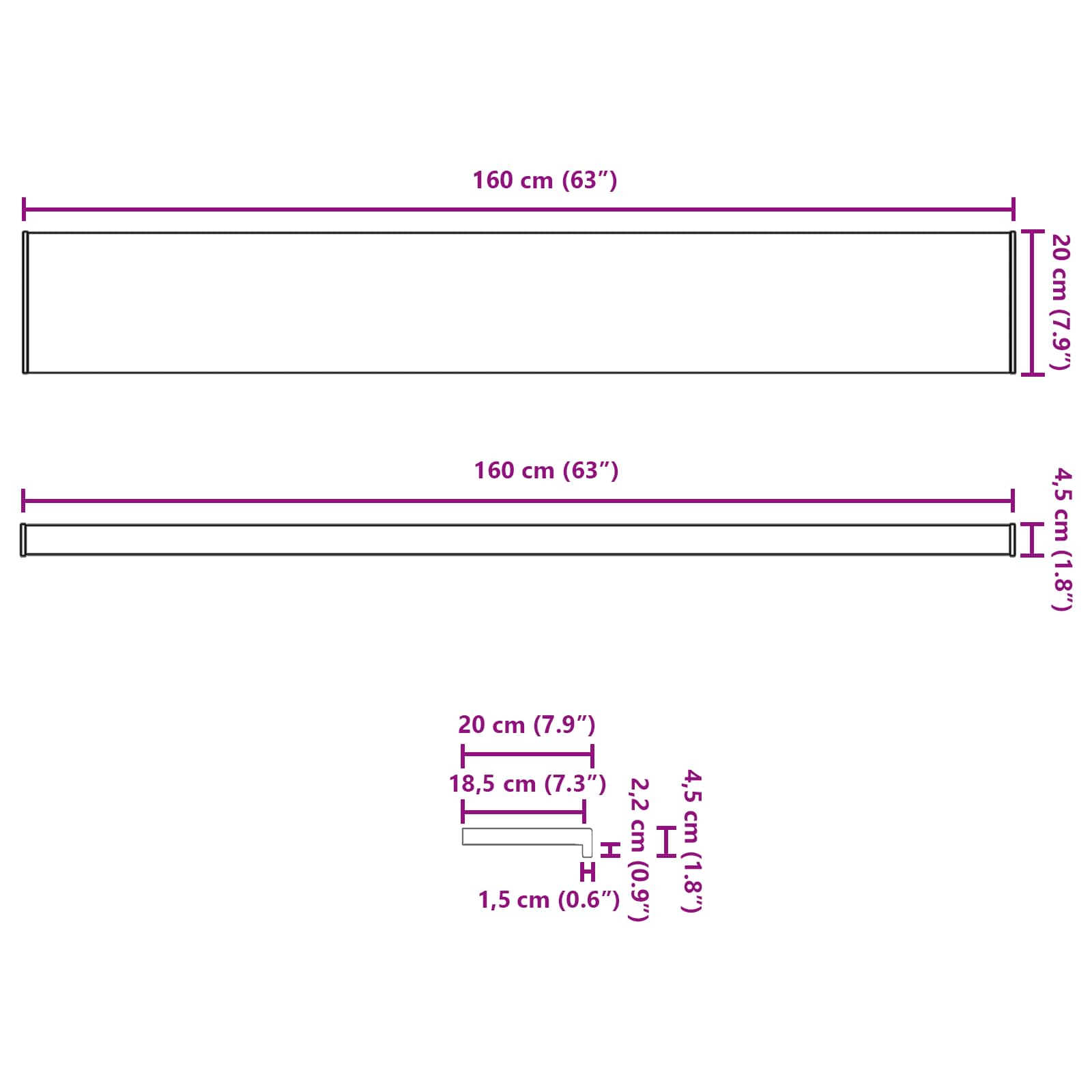 Prozorska klupčica Smeđe drvo 160 x 20 x 4,5 cm PVC