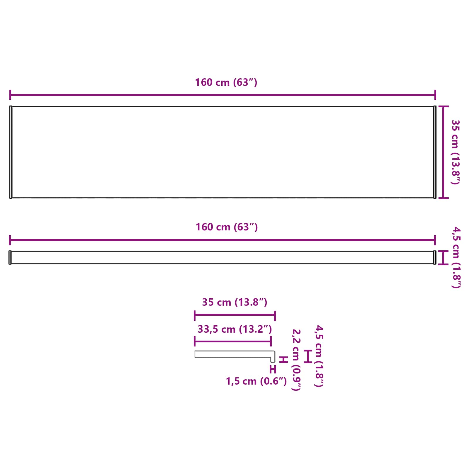 Prozorska klupčica Smeđe drvo 160 x 35 x 4,5 cm PVC