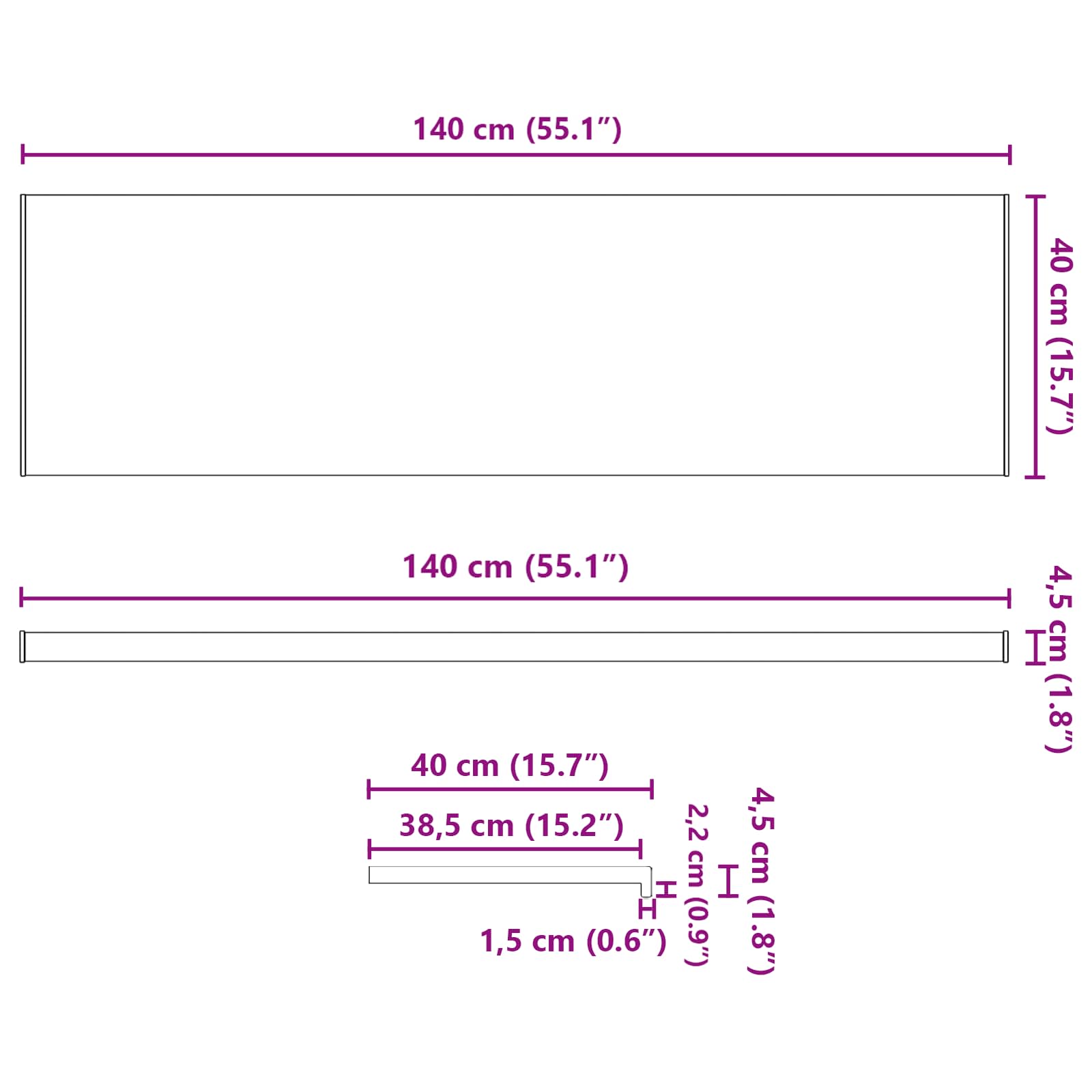 Prozorska klupčica Smeđe drvo 140 x 40 x 4,5 cm PVC