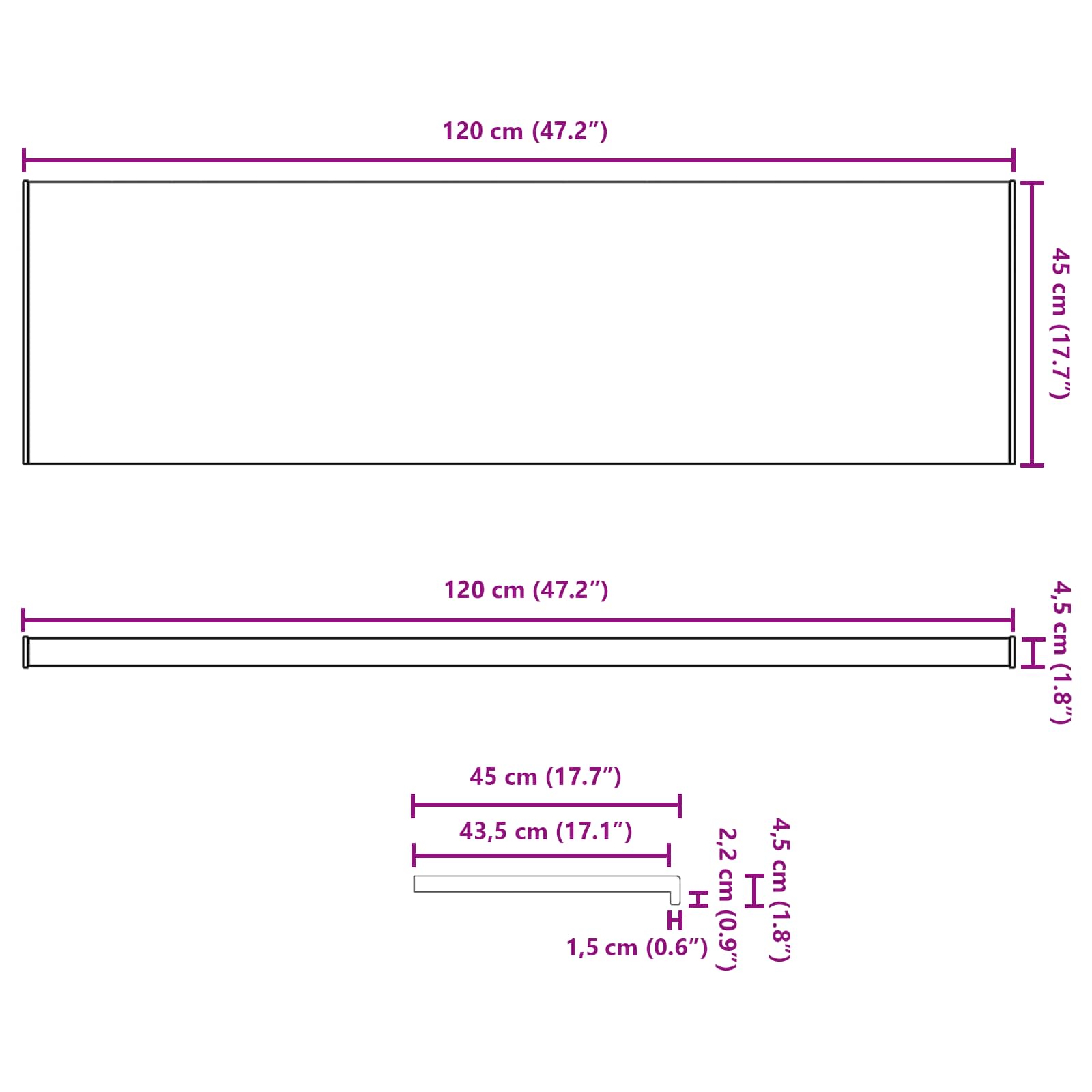 Prozorska klupčica Smeđe drvo 120 x 45 x 4,5 cm PVC
