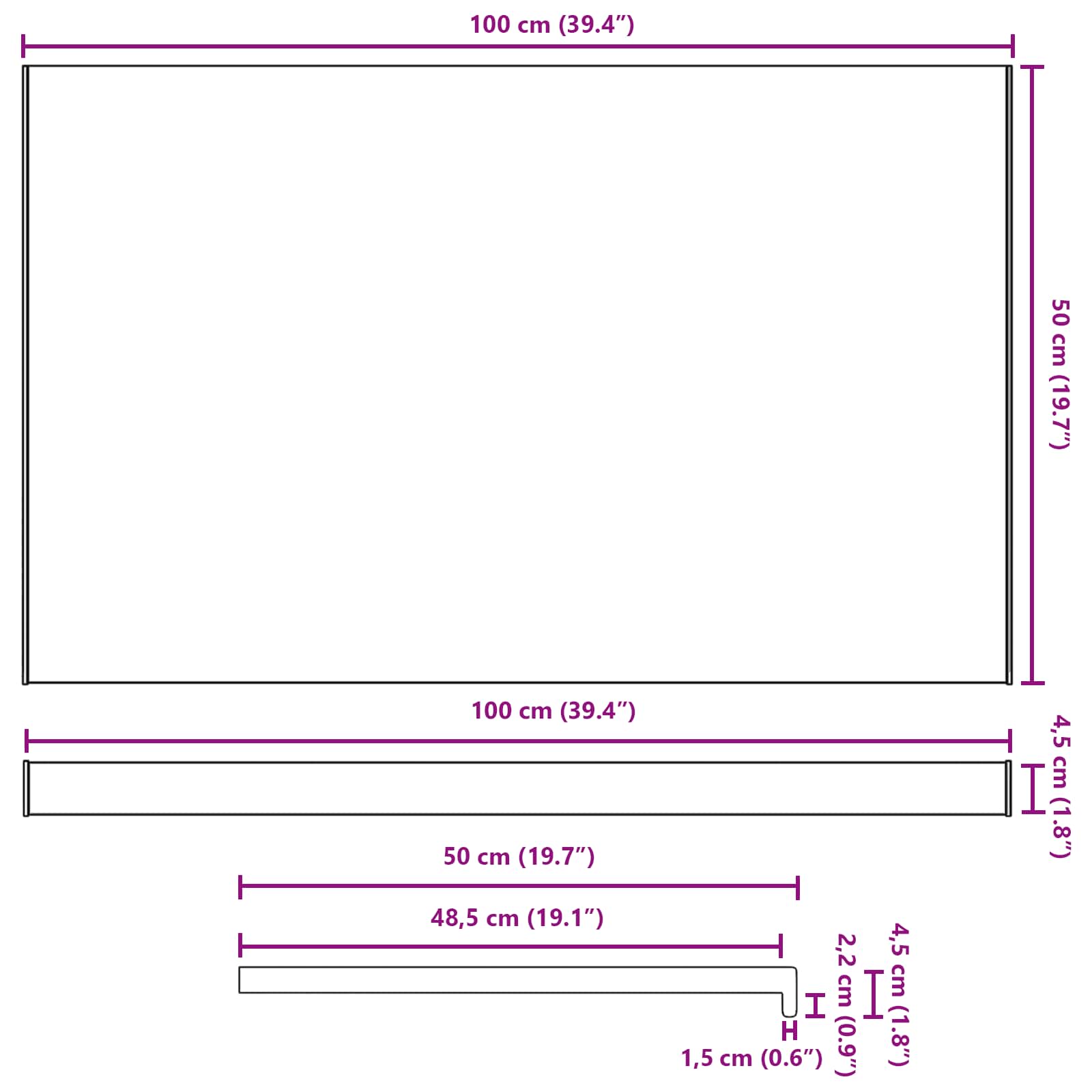 Prozorska klupčica Smeđe drvo 100 x 50 x 4,5 cm PVC