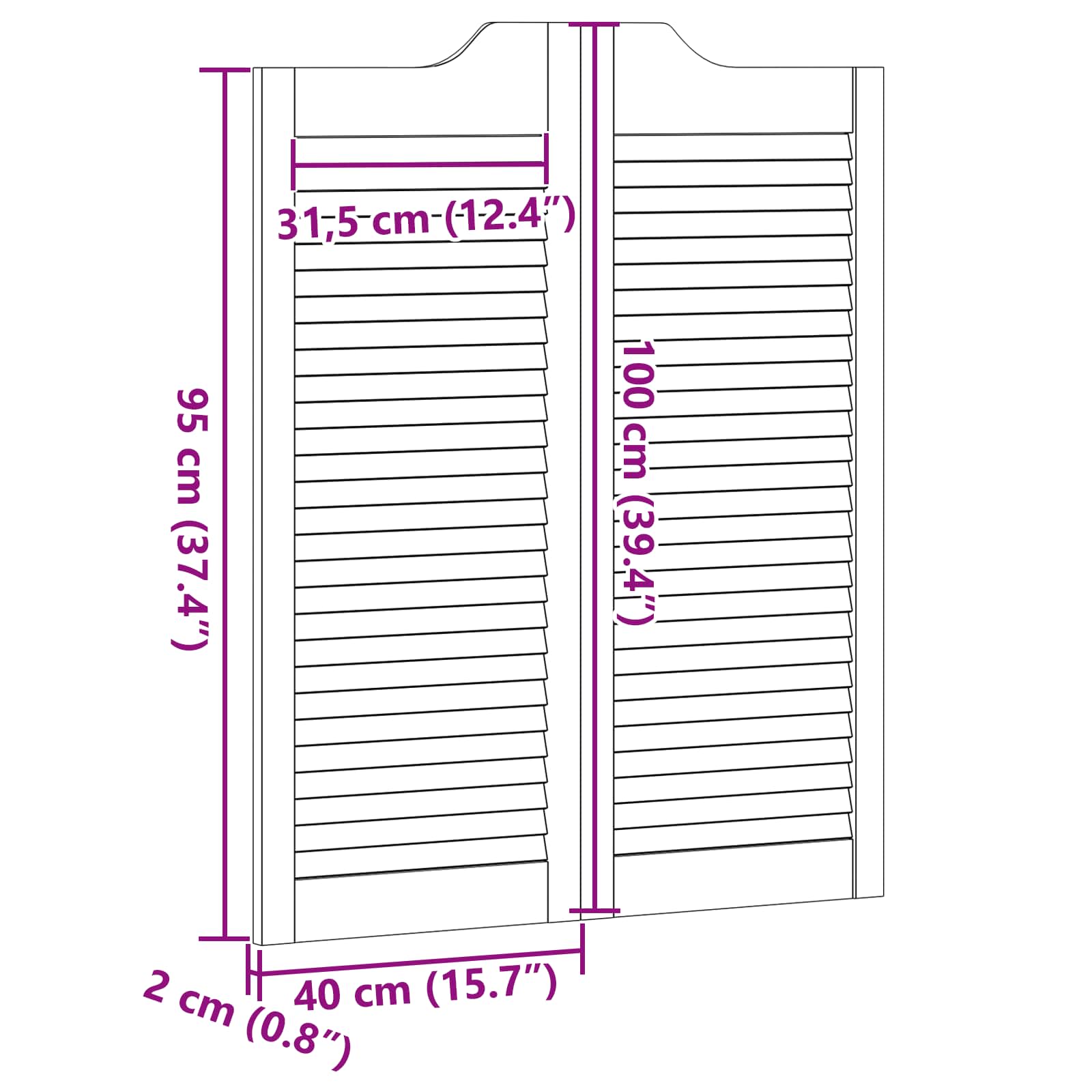 Vrata na rasklapanje 2 pcs Bijela Masivna borovina