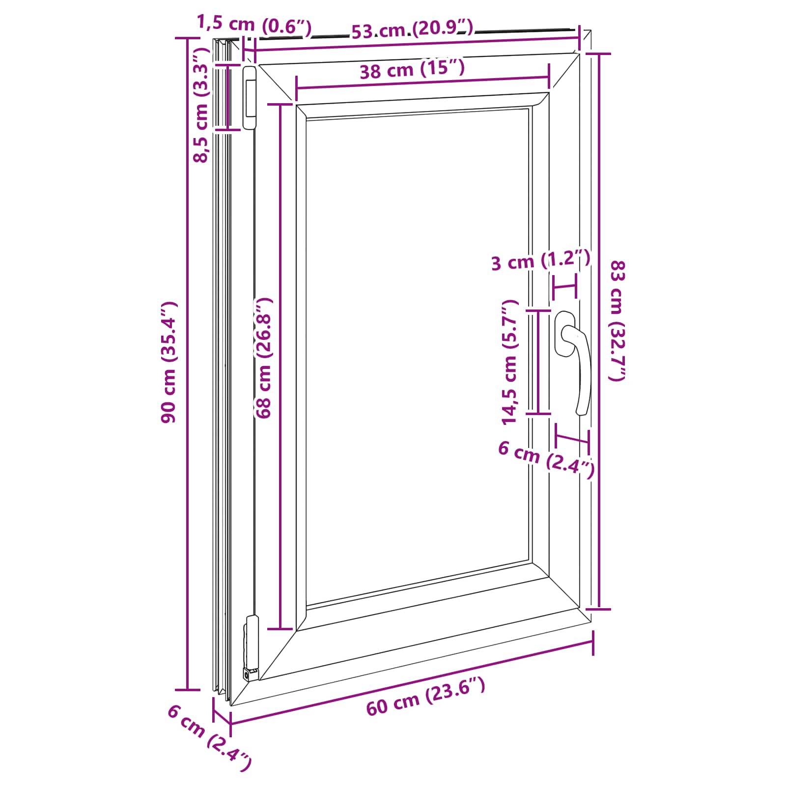 Prozor za podrum RISOR 60 x 90 cm PVC i staklo Bijela