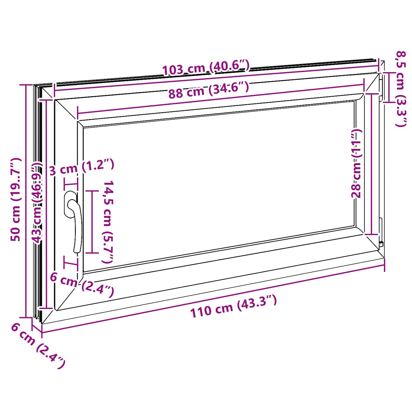 Prozor za podrum RISOR 110 x 50 cm PVC i staklo Bijela