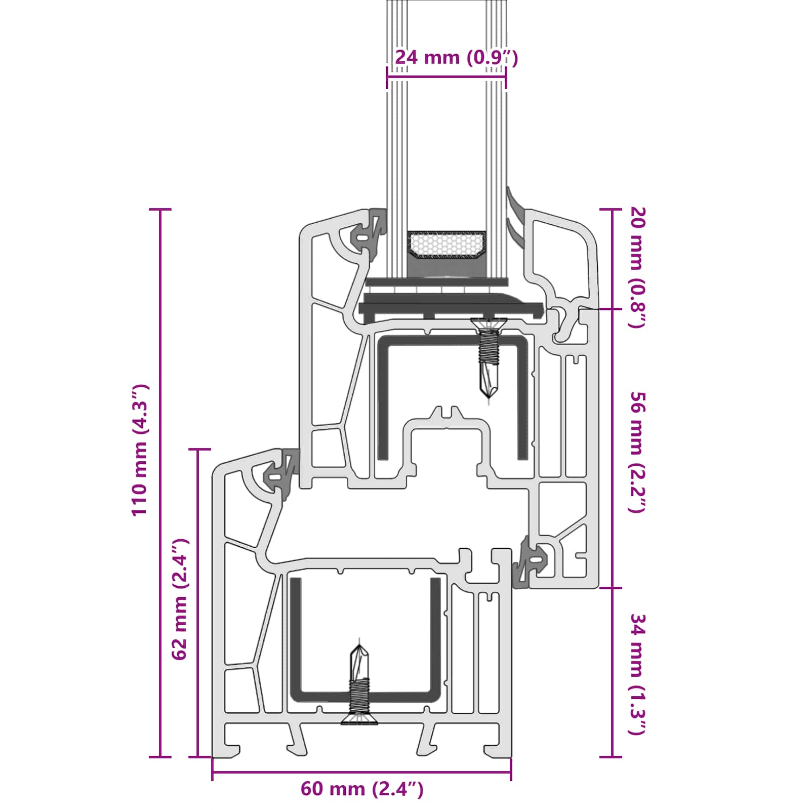 Prozor za podrum RISOR 90 x 40 cm PVC i staklo Bijela