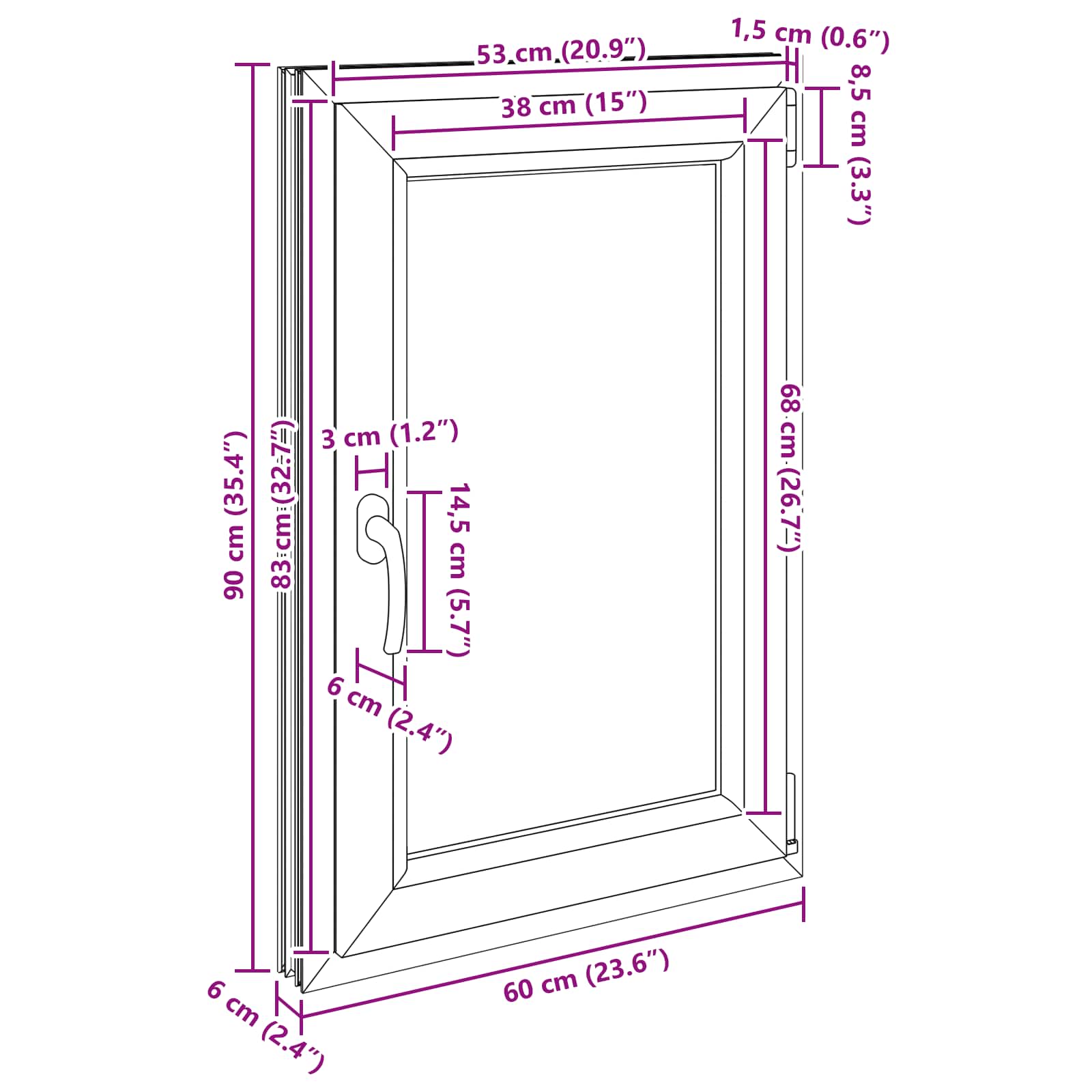 Prozor za podrum RISOR 60 x 90 cm PVC i staklo Bijela