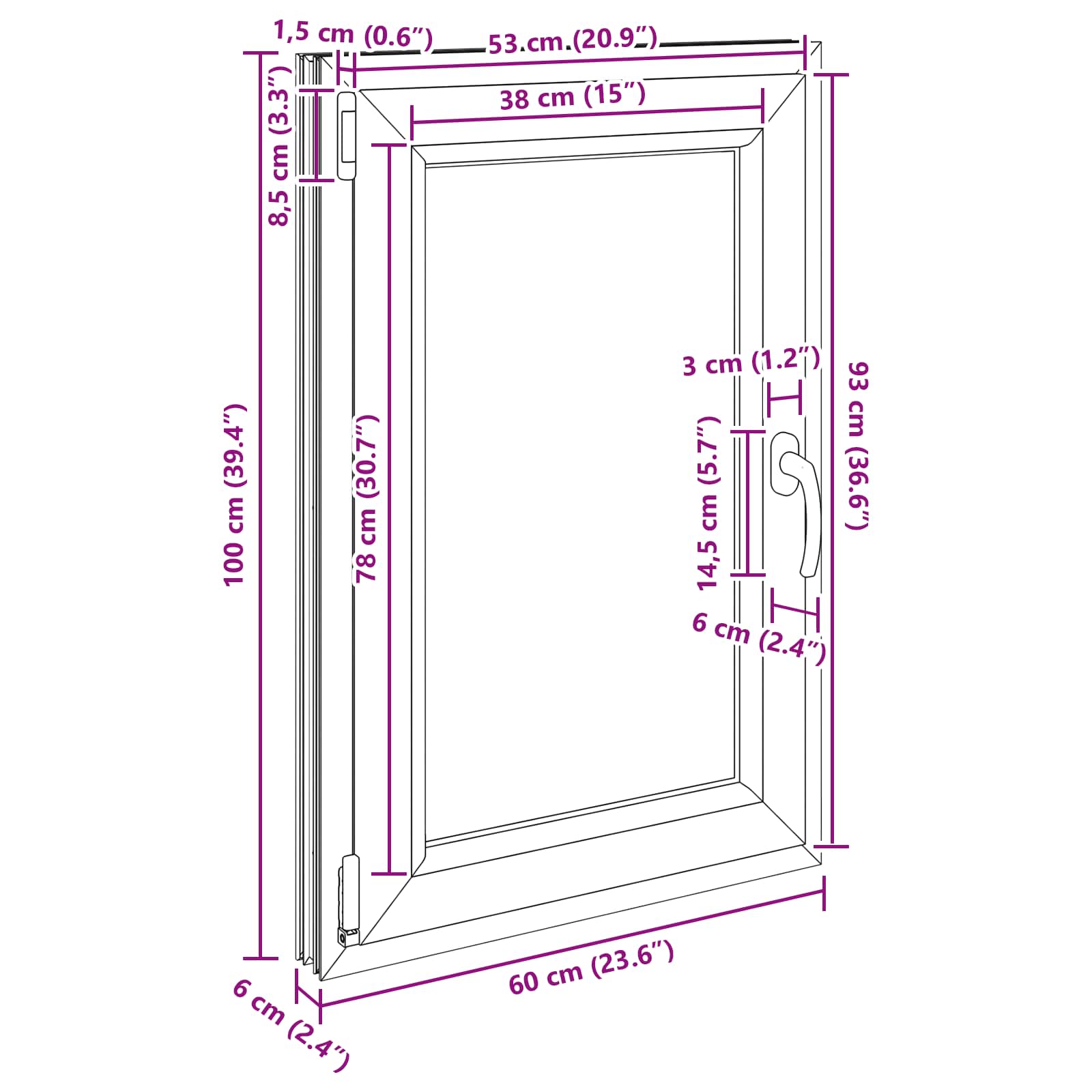 Prozor za podrum RISOR 60 x 100 cm PVC i staklo Bijela