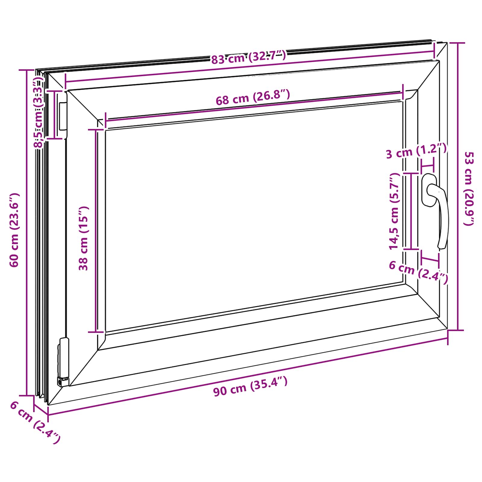 Prozor za podrum RISOR 90 x 60 cm PVC i staklo Bijela