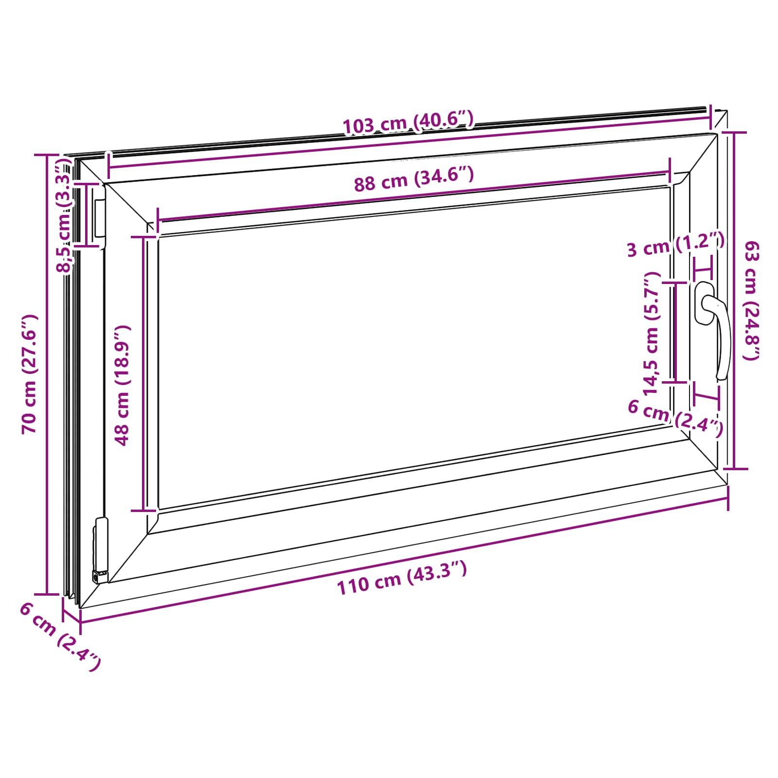 Prozor za podrum RISOR 110 x 70 cm PVC i staklo Bijela