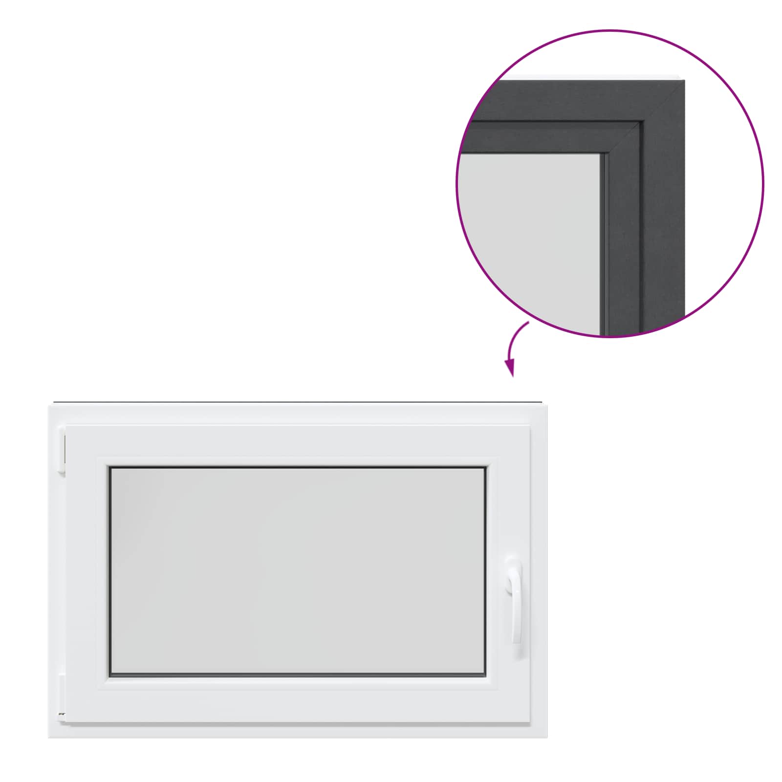 Prozor za podrum RISOR 90 x 70 cm PVC i staklo Antracit