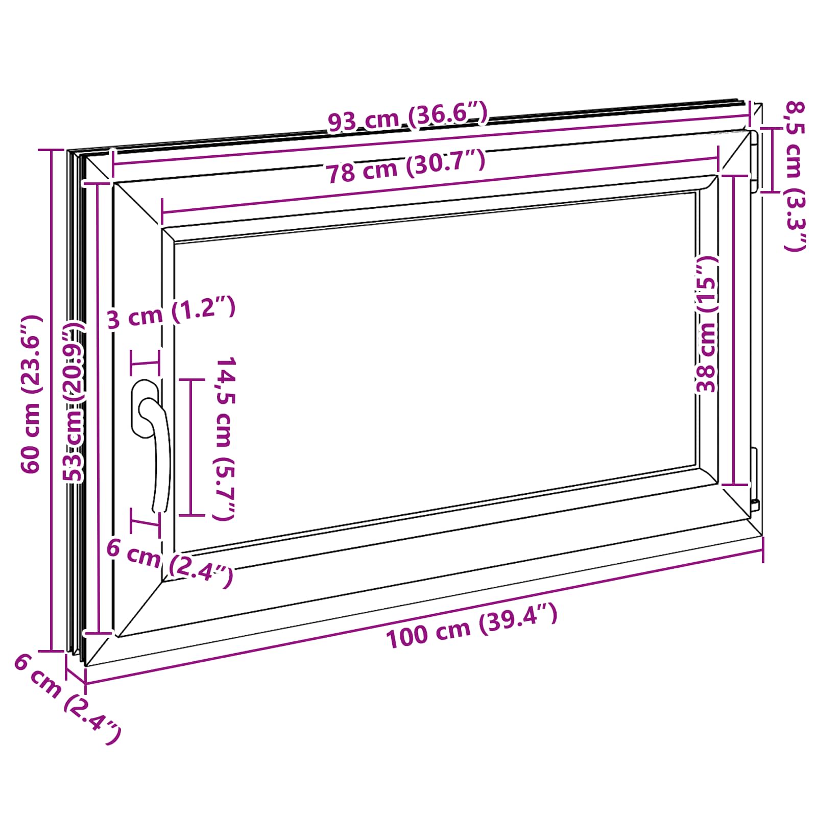 Prozor za podrum RISOR 100 x 60 cm PVC i staklo Antracit