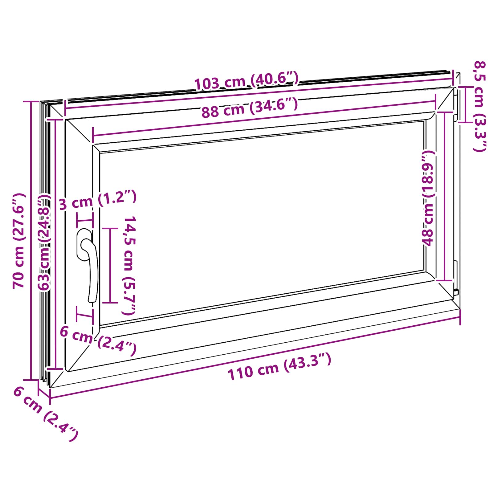 Prozor za podrum RISOR 110 x 70 cm PVC i staklo Antracit
