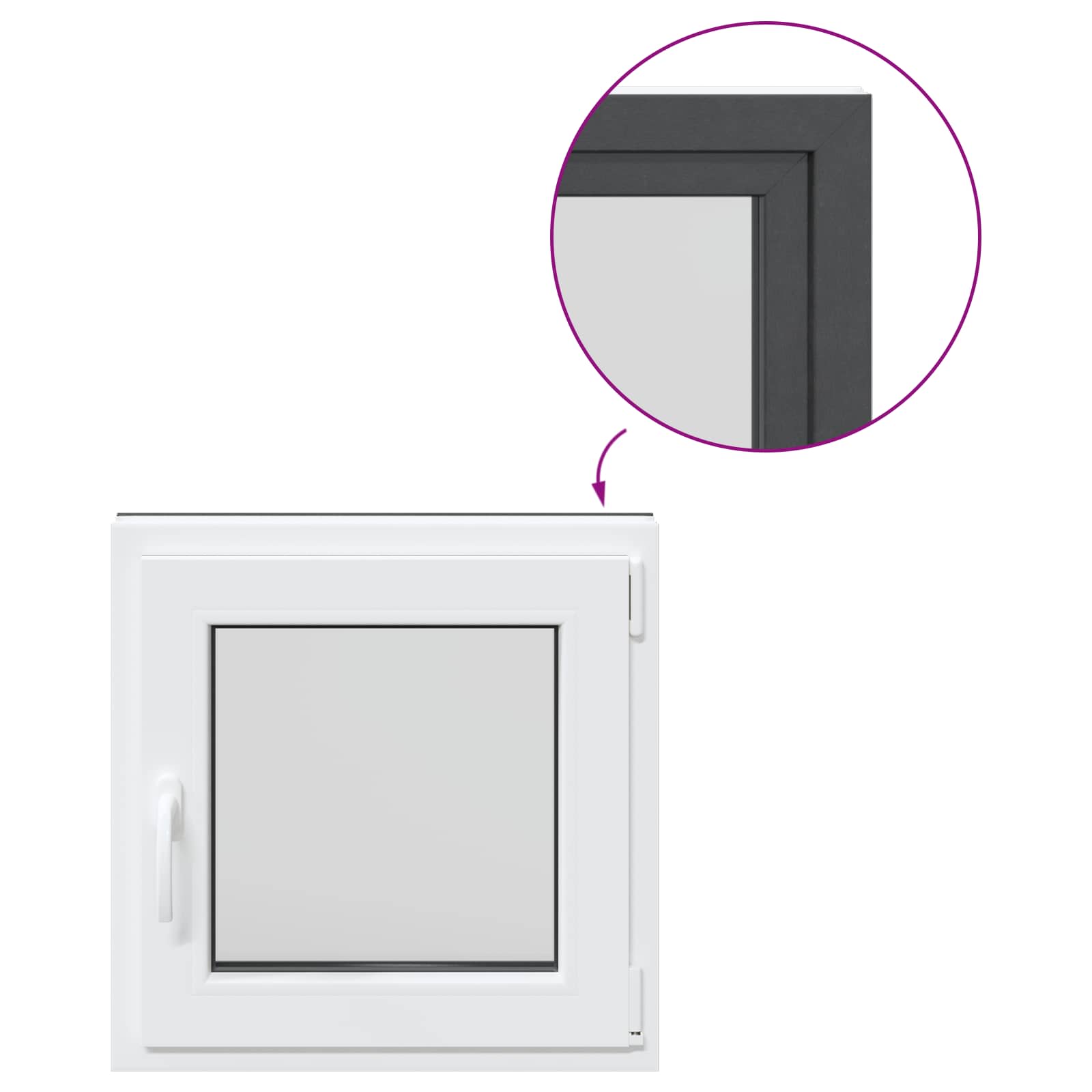 Prozor za podrum RISOR 60 x 60 cm PVC i staklo Antracit