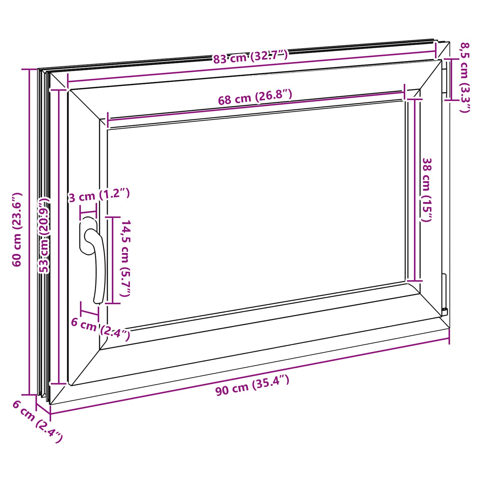 Prozor za podrum RISOR 90 x 50 cm PVC i staklo Antracit