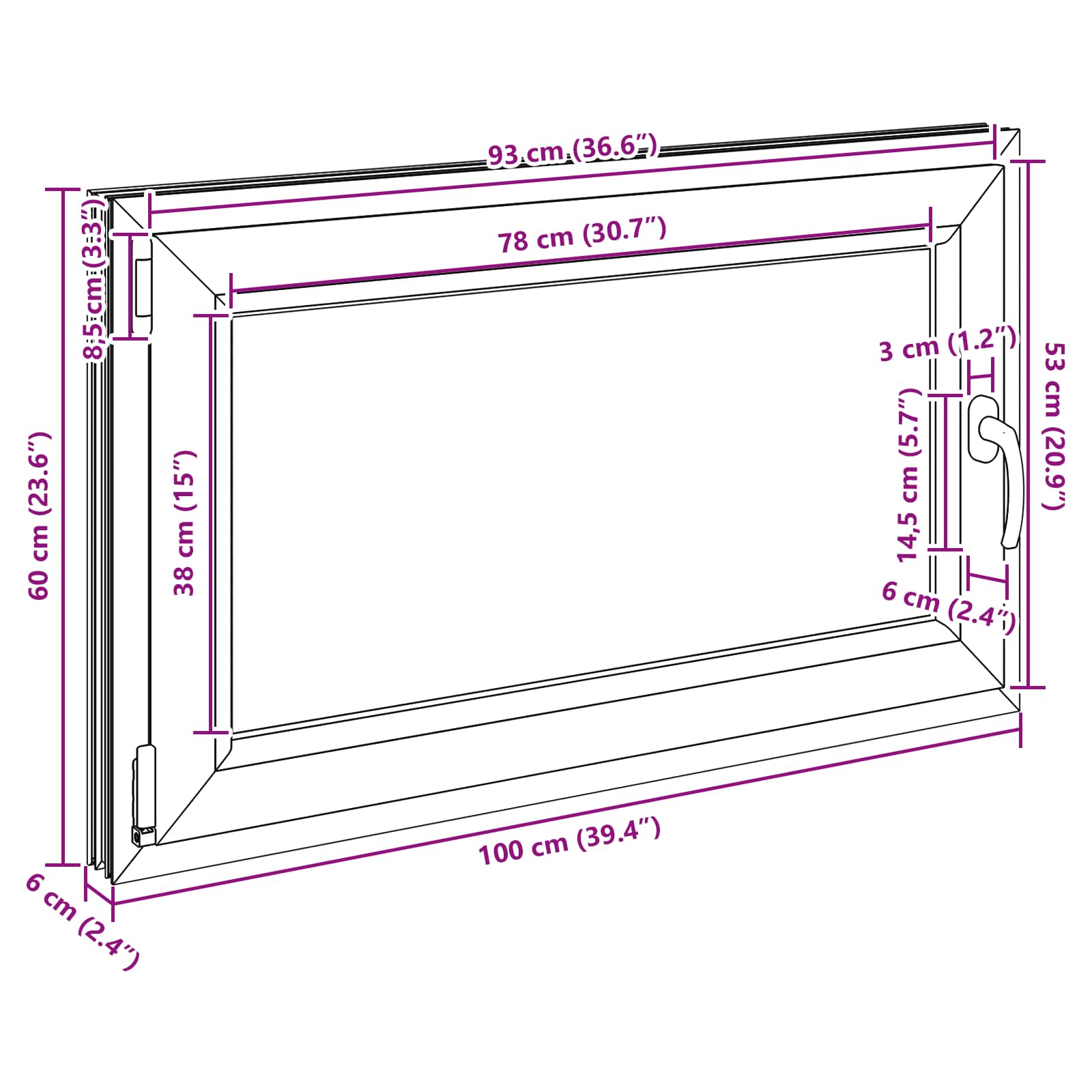 Prozor za podrum RISOR 100 x 60 cm PVC i staklo Antracit