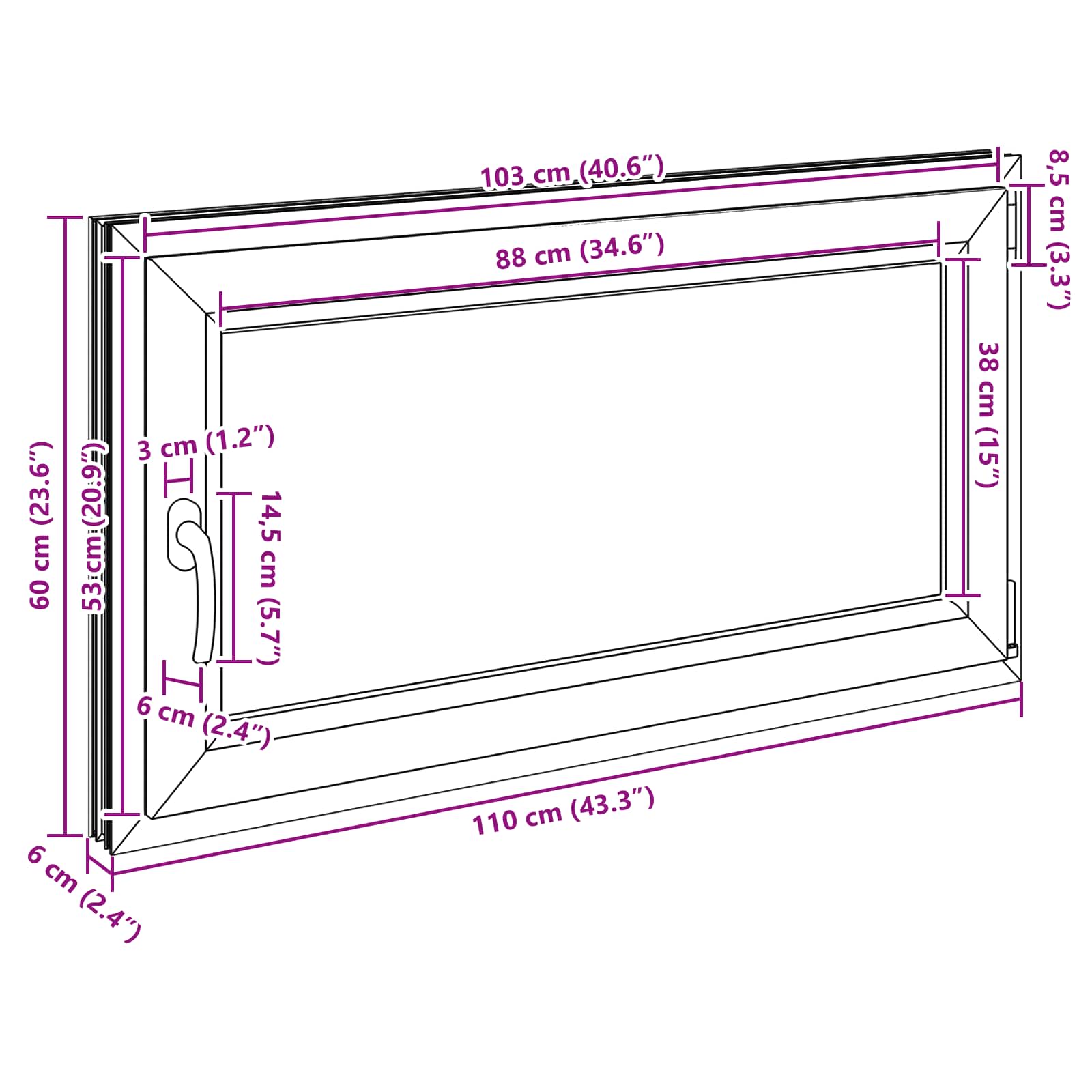 Prozor za podrum RISOR 110 x 60 cm PVC i staklo Antracit