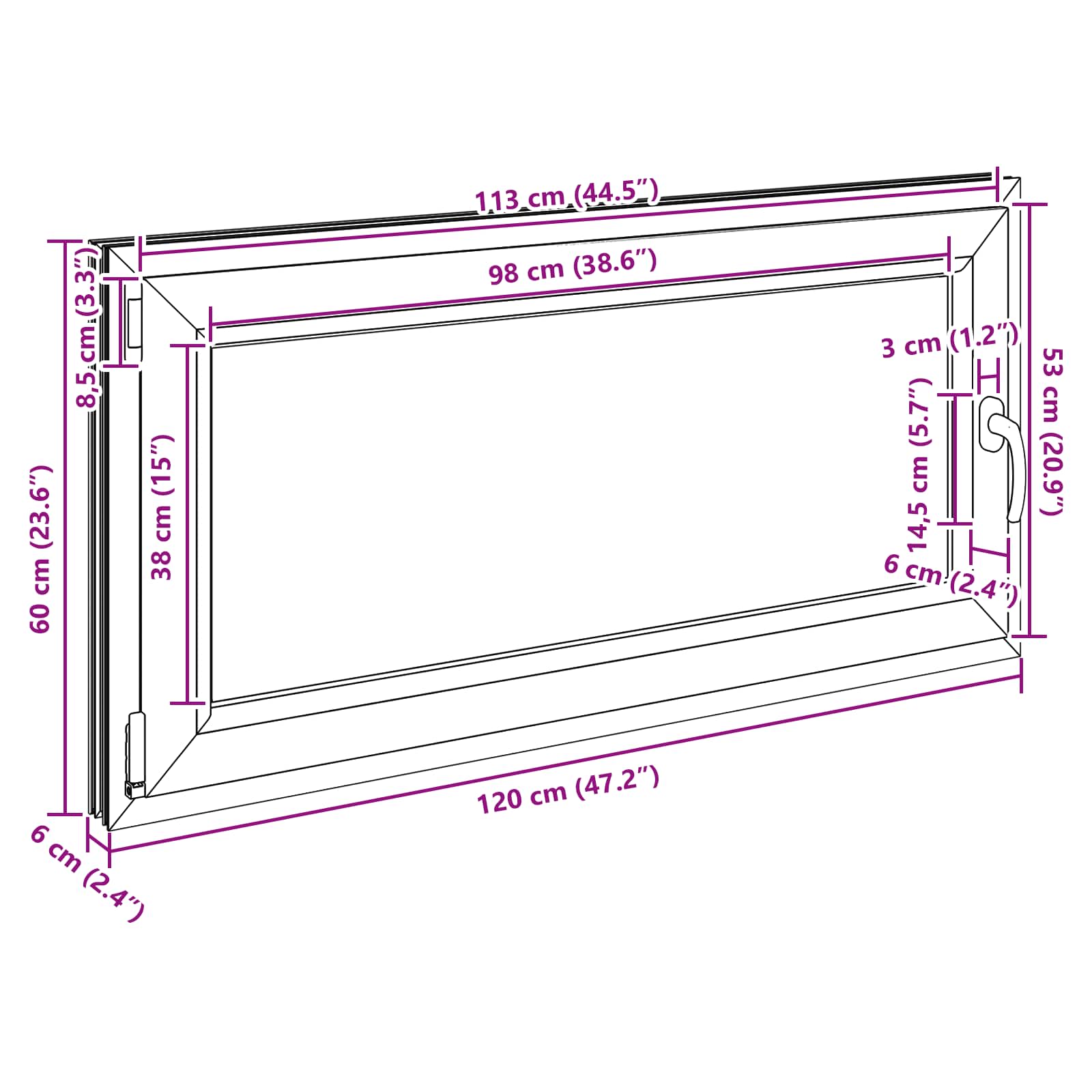 Prozor za podrum RISOR 120 x 60 cm PVC i staklo Antracit