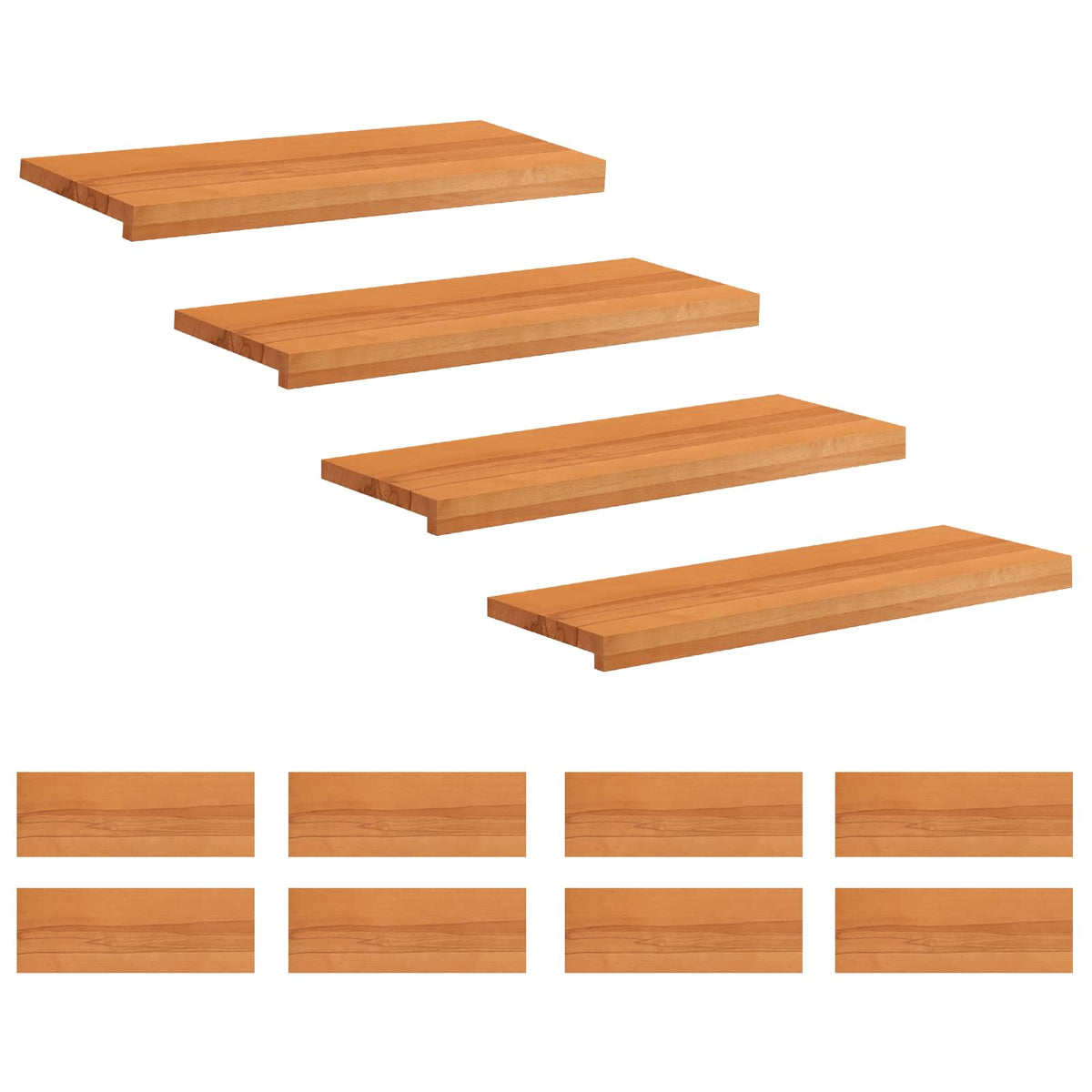 Step treads 12 kom. 80 x 30 x 2 cm Svijetlosmeđa