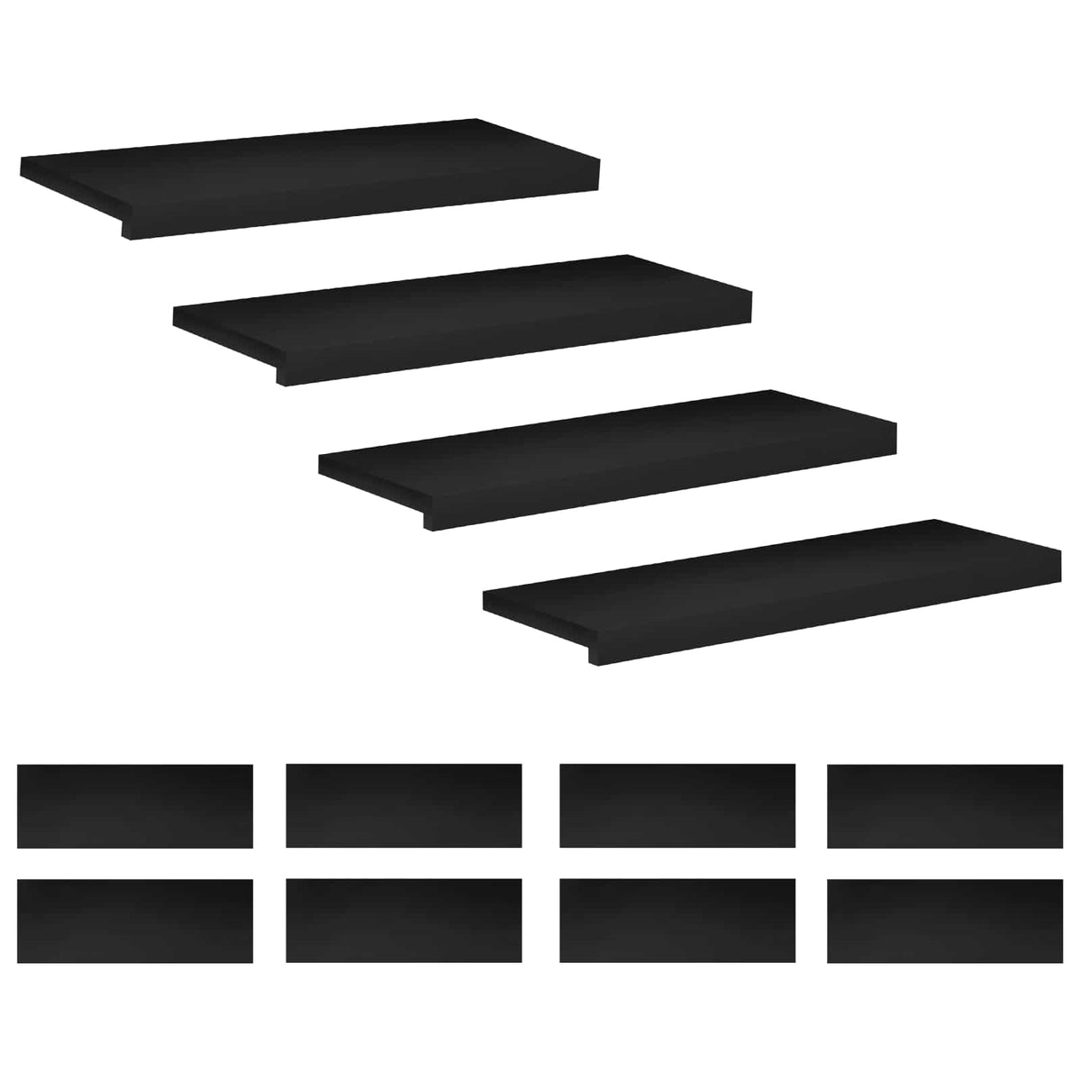 Step treads 12 kom. 70 x 25 x 2 cm Crna Čvrsto drvo bukve