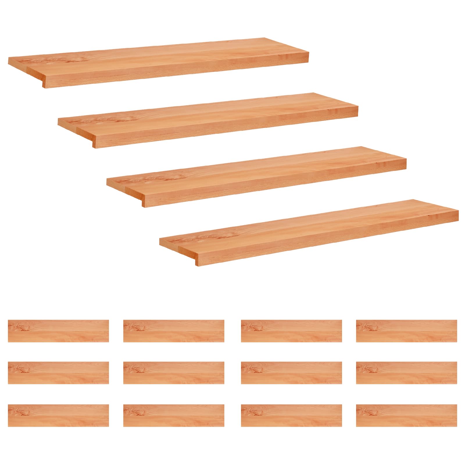 Step treads 16 kom. 110 x 25 x 2 cm Lak Čvrsto drvo bukve