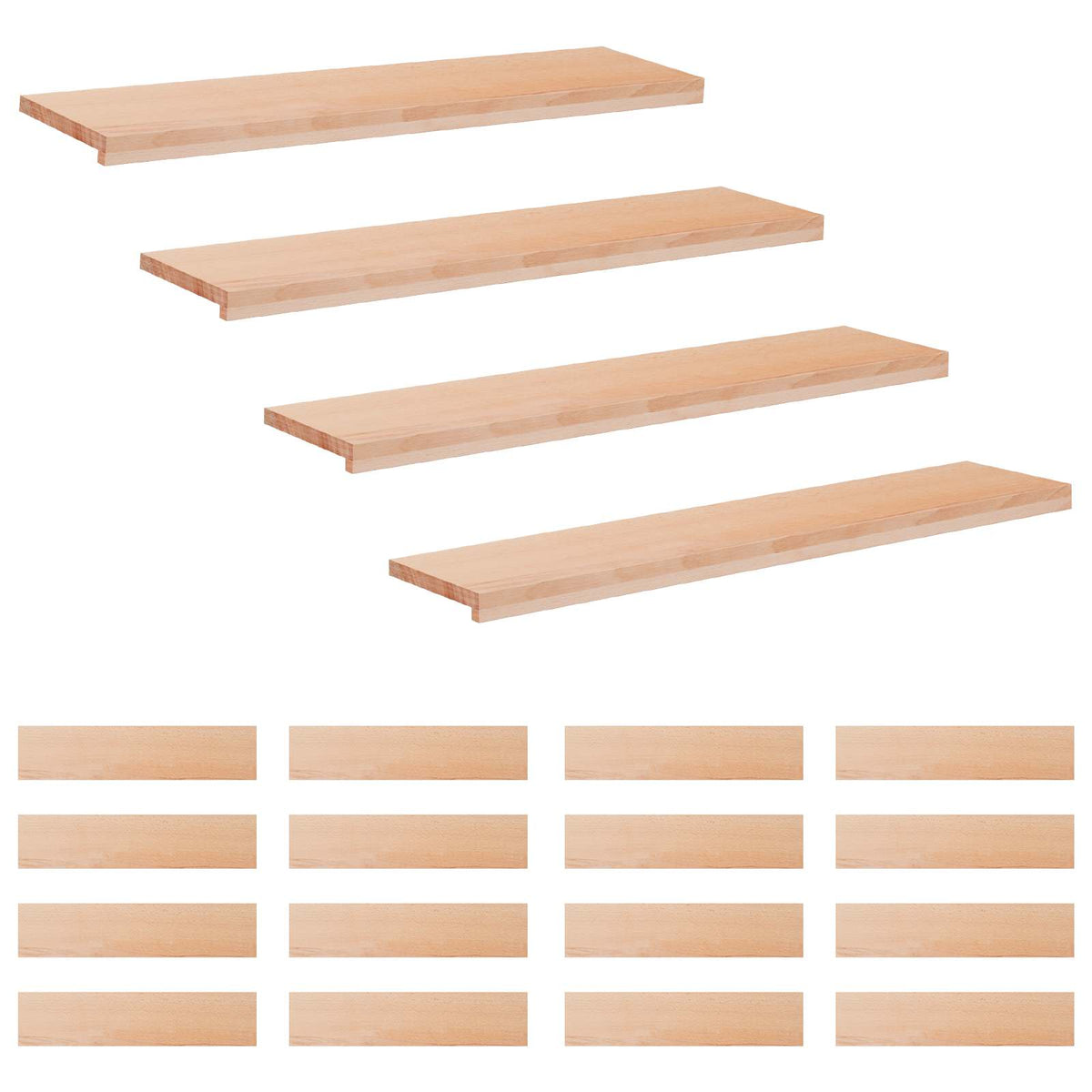 Step treads 20 kom. 120 x 25 x 2 cm Prirodna Čvrsto drvo bukve