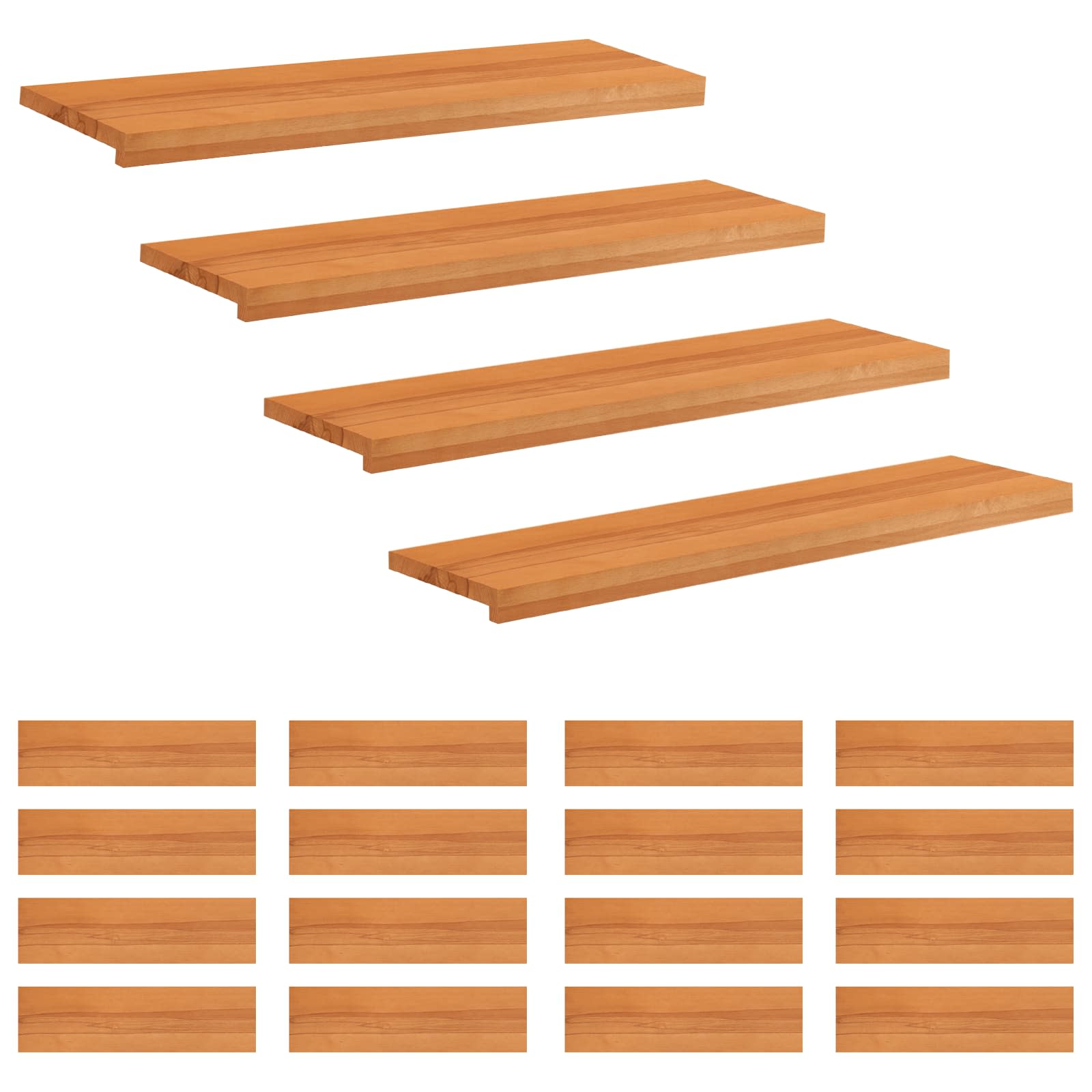 Step treads 20 kom. 100 x 30 x 2 cm Svijetlosmeđa