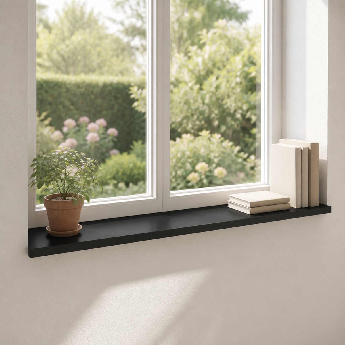 Prozorske klupice 2 kom. Crna 70 x 40 x 2 cm Čvrsto drvo bukve