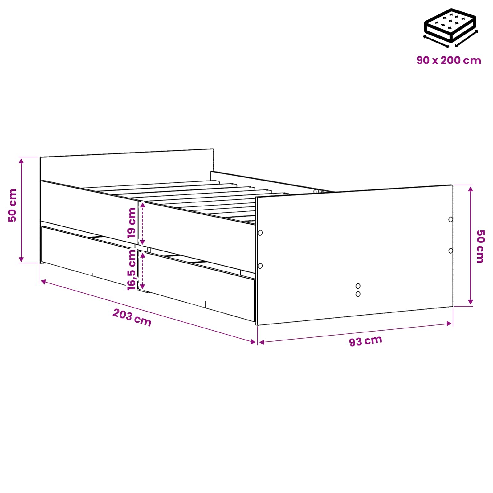 Krevetna konstrukcija Staro drvo 90 x 200 cm Konstruirano drvo