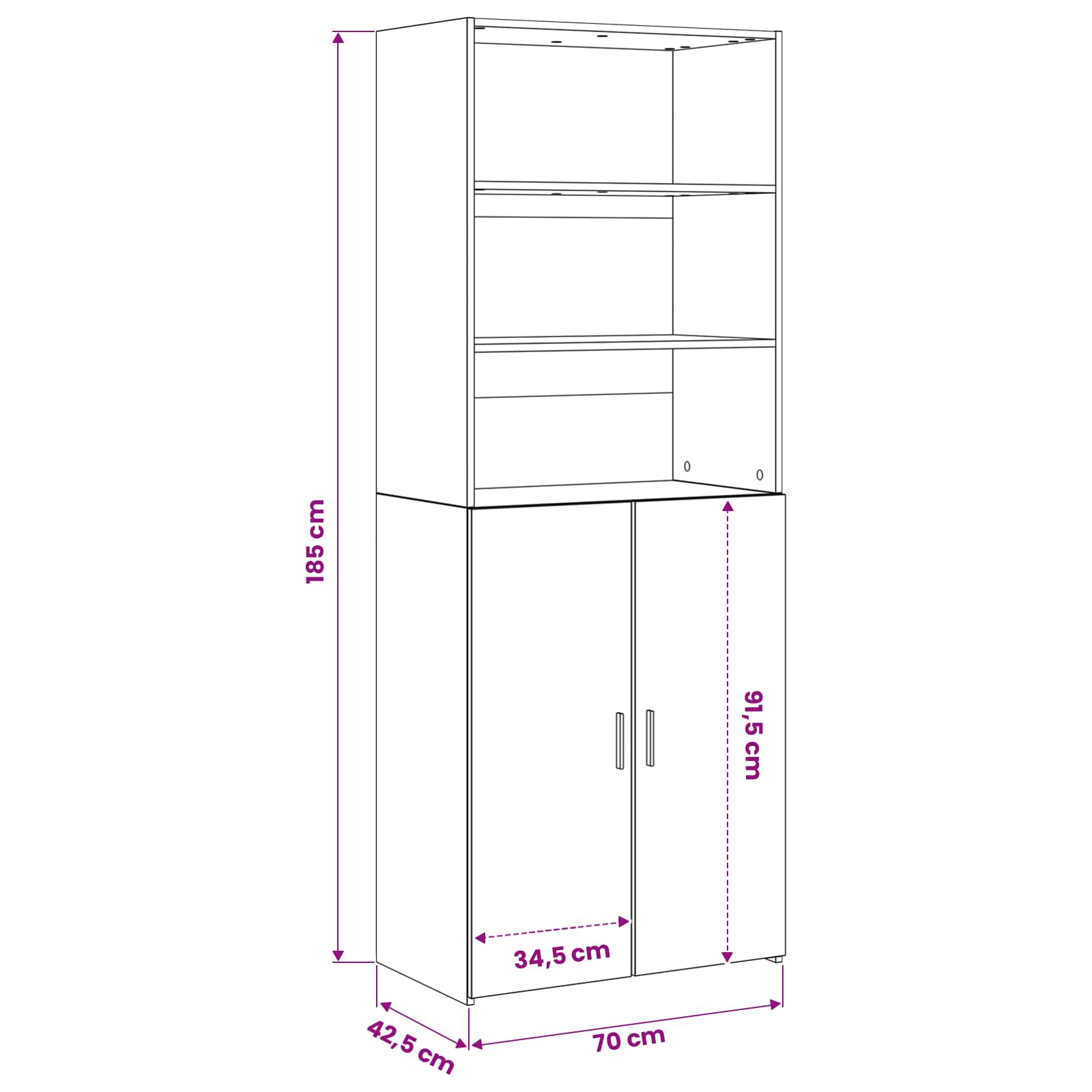 Highboard Hrast artisan 70 x 42,5 x 185 cm Konstruirano drvo