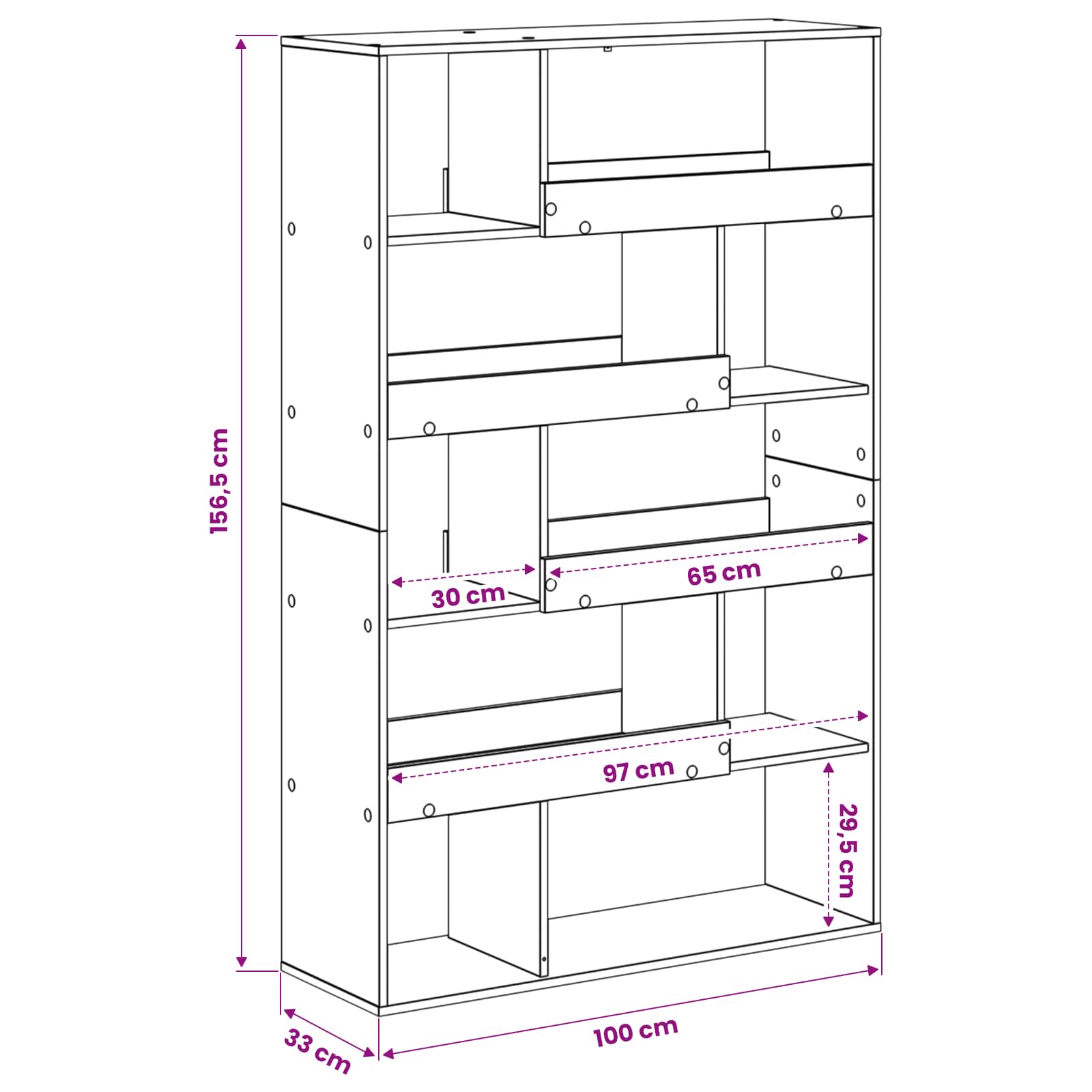 Polica za knjige Crni hrast 100 x 33 x 156,5 cm