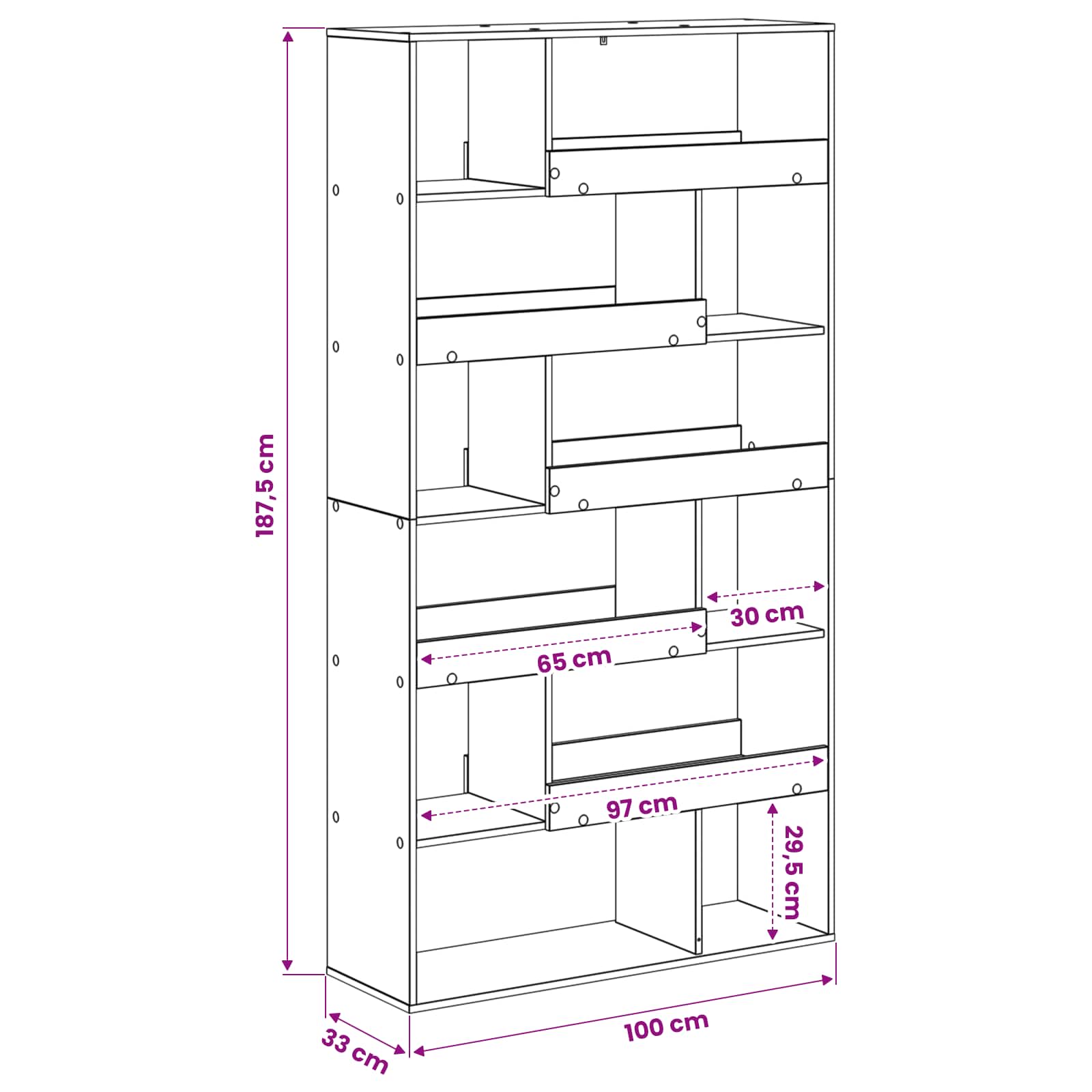 Polica za knjige Crni hrast 100 x 33 x 156,5 cm