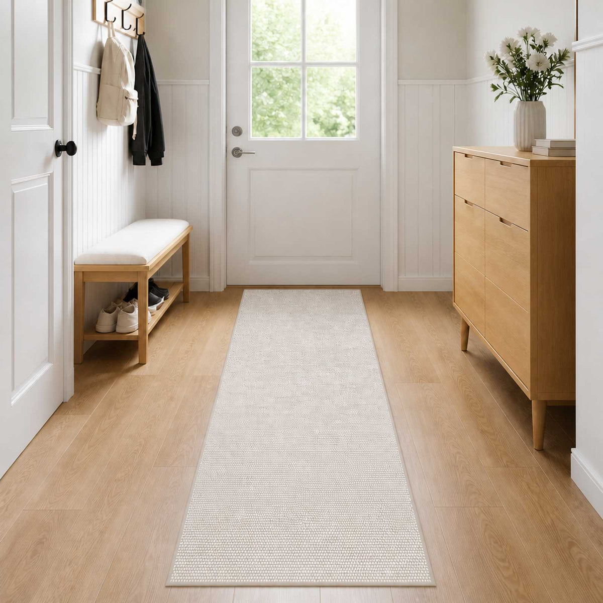 Tepih Krem 80 x 400 cm 100% poliester 3 mm Mogu se prati