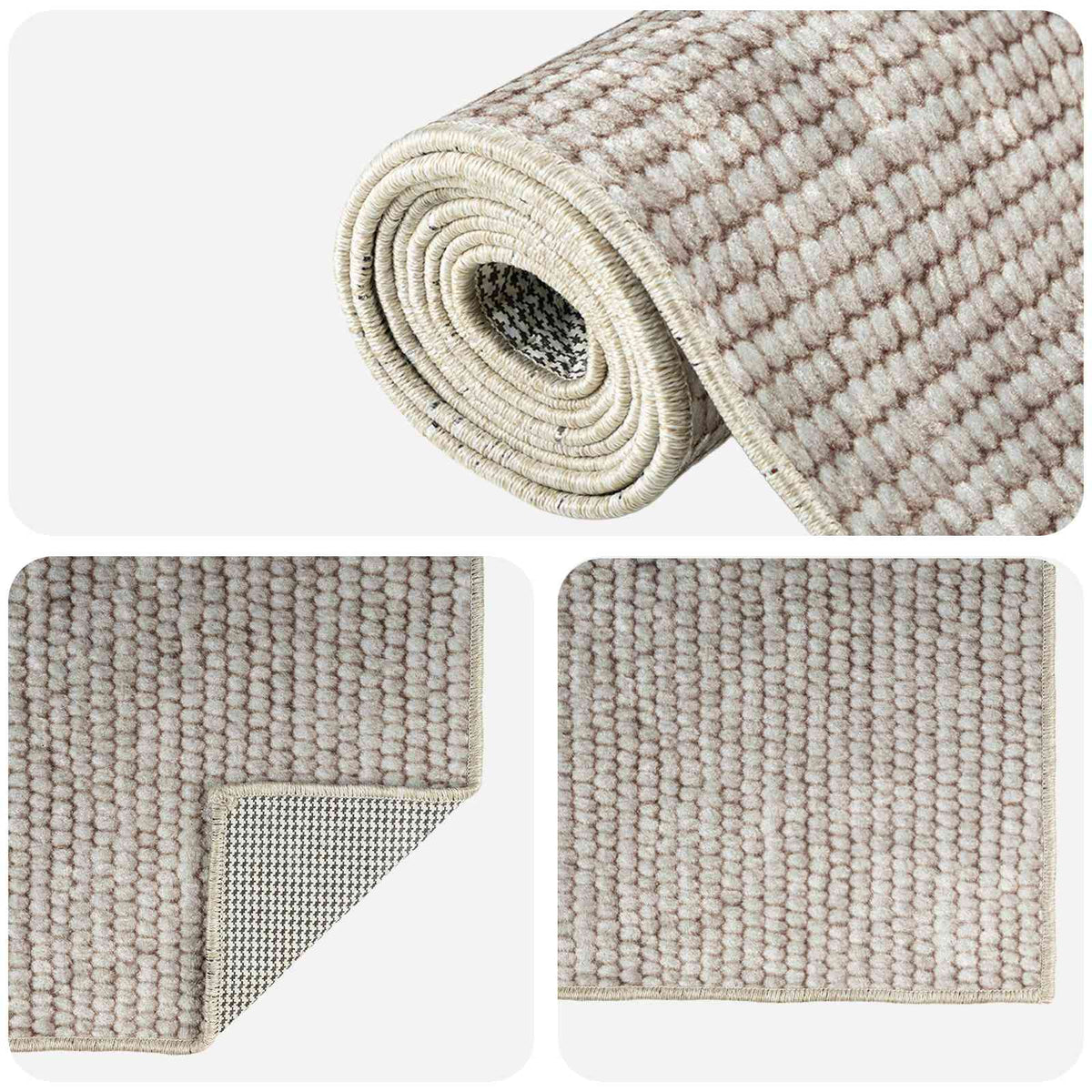 Tepih Bež 80 x 300 cm 100% poliester 3 mm Mogu se prati