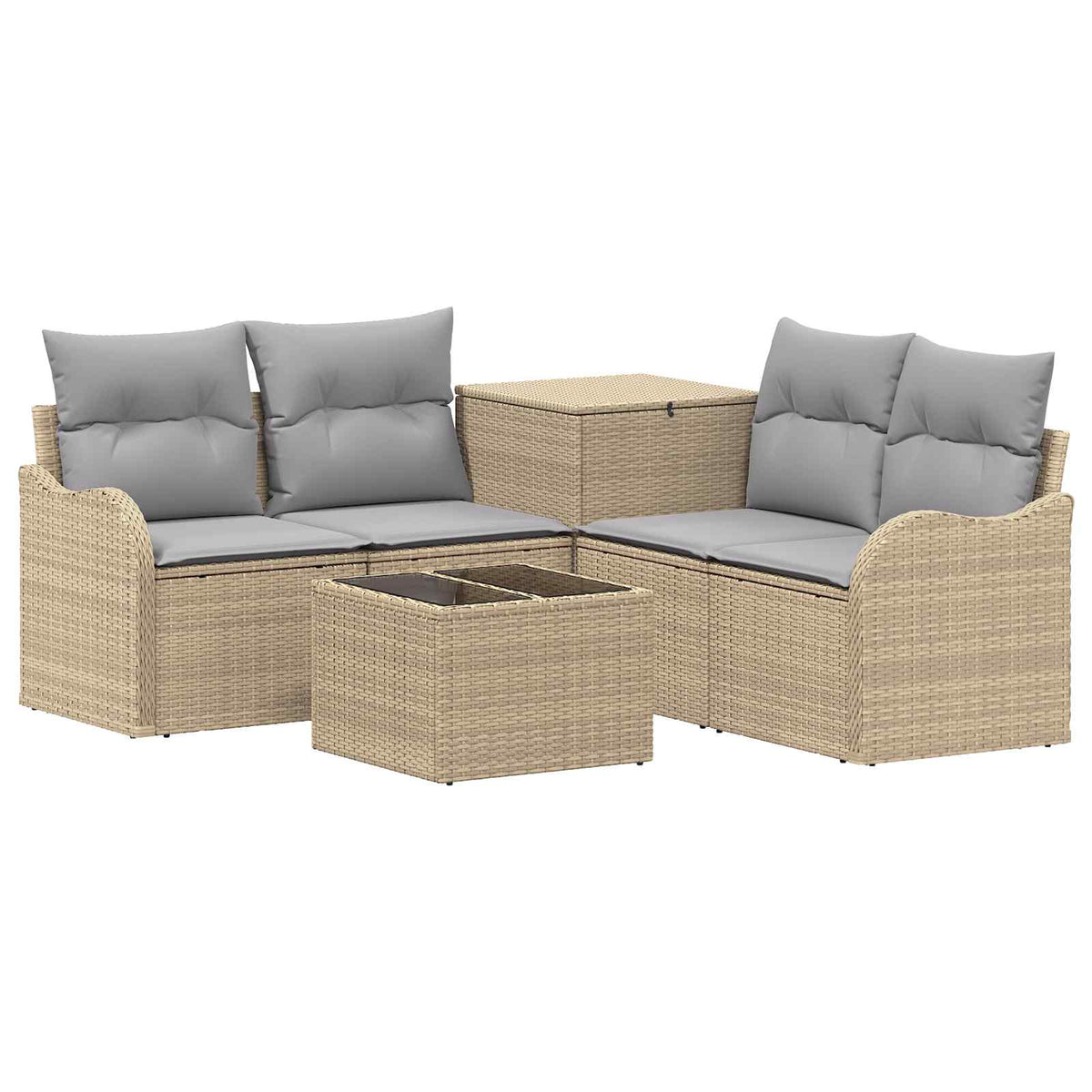 Set sofe 6 kom. Bež i svijetlo siva Poli Rattan i čelik