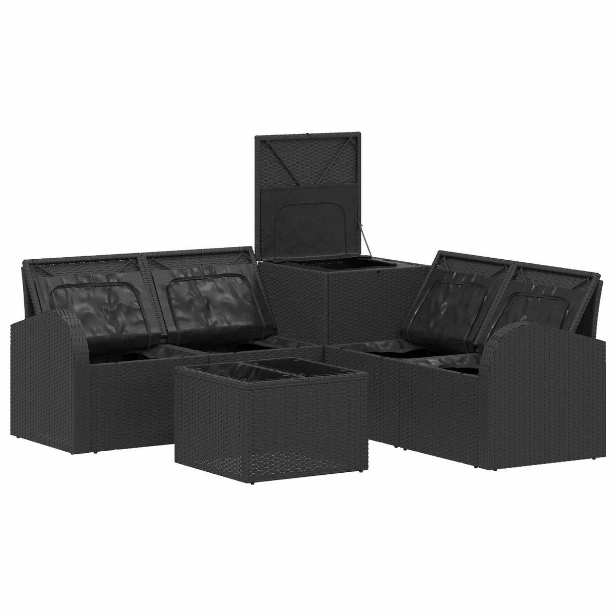 Set sofe 6 kom. Crna i krem-bijela Poli Rattan i čelik