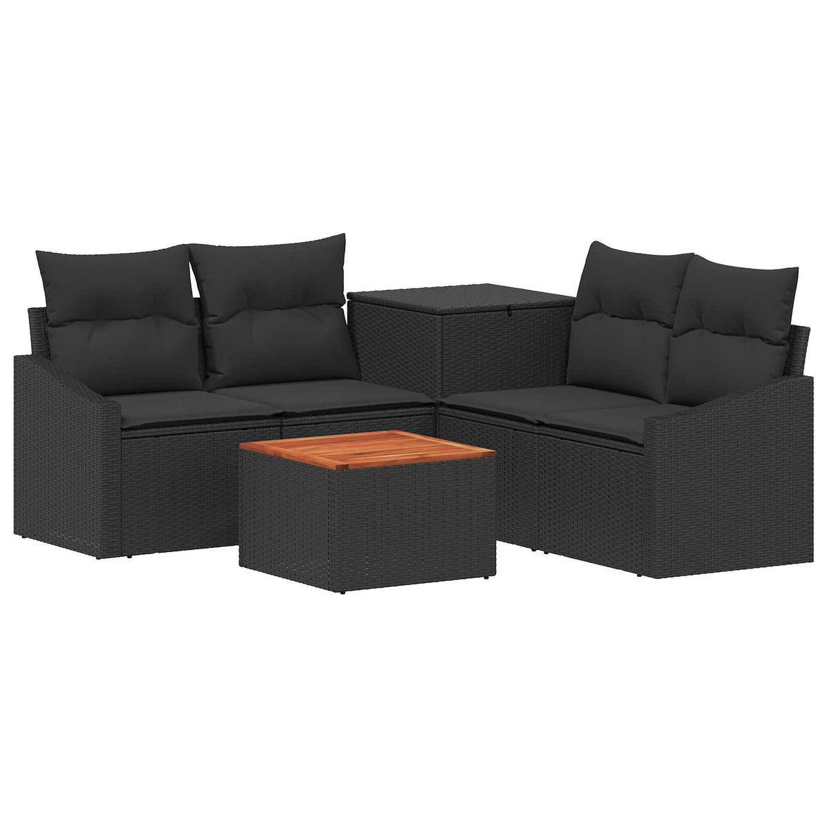 Set sofe 6 kom. Crna Poli Rattan i čelik