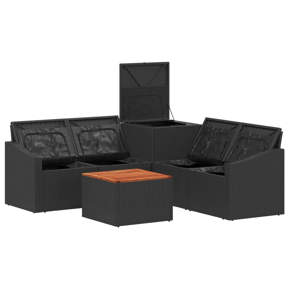 Set sofe 6 kom. Crna Poli Rattan i čelik