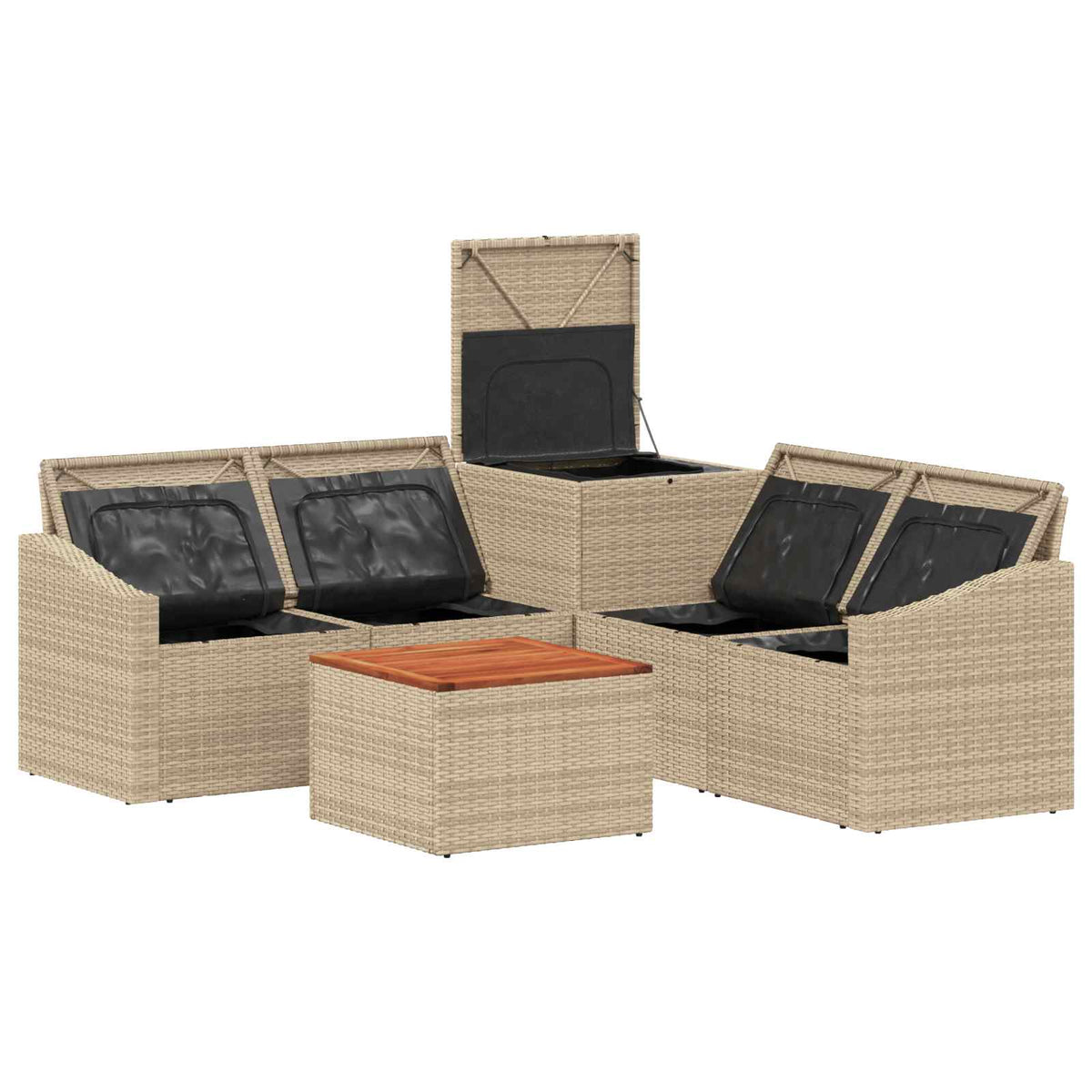 Set sofe 6 kom. Bež i svijetlo siva Poli Rattan i čelik